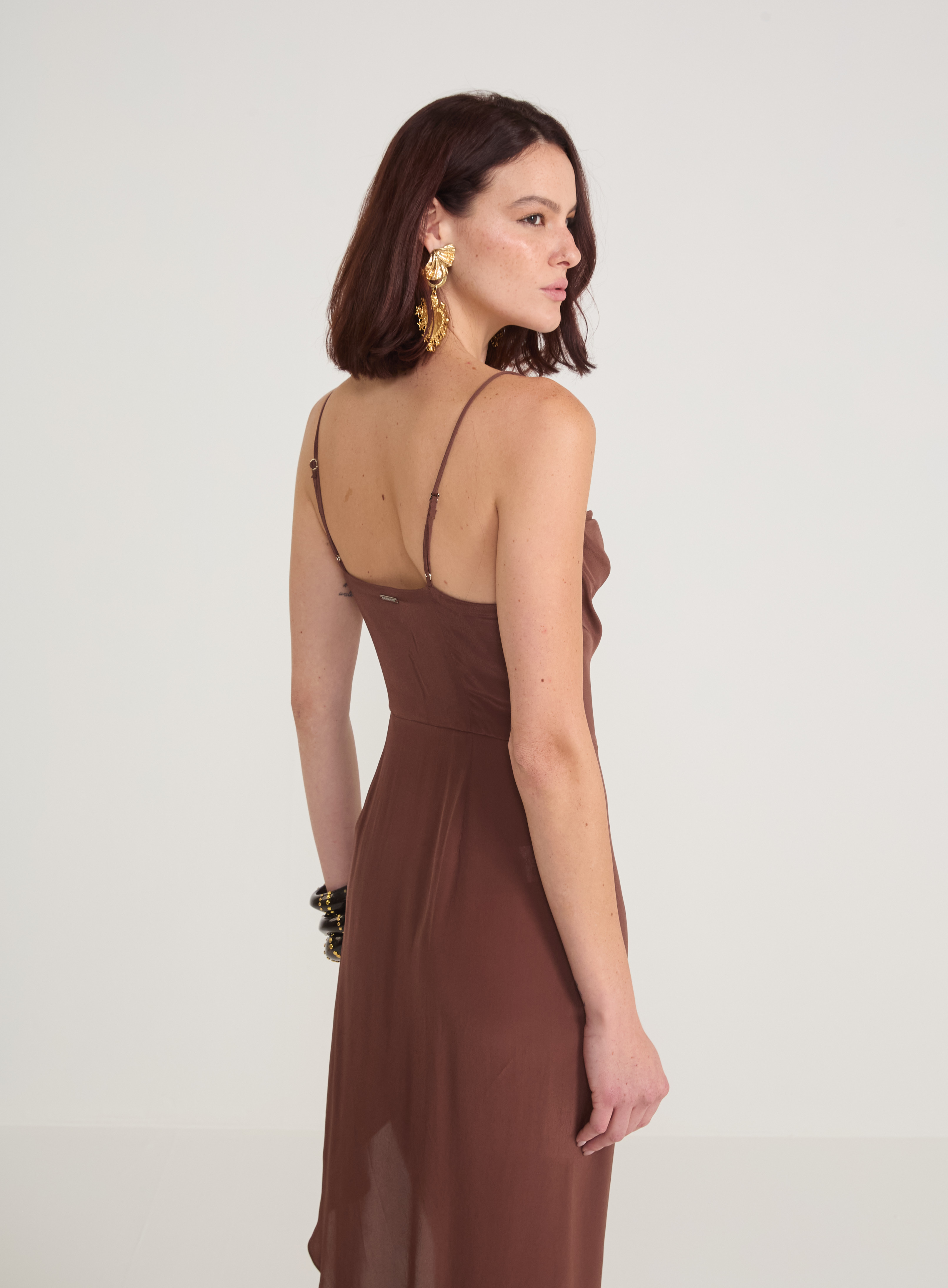 VESTIDO COLCCI G MARROM BEATEN BROWN