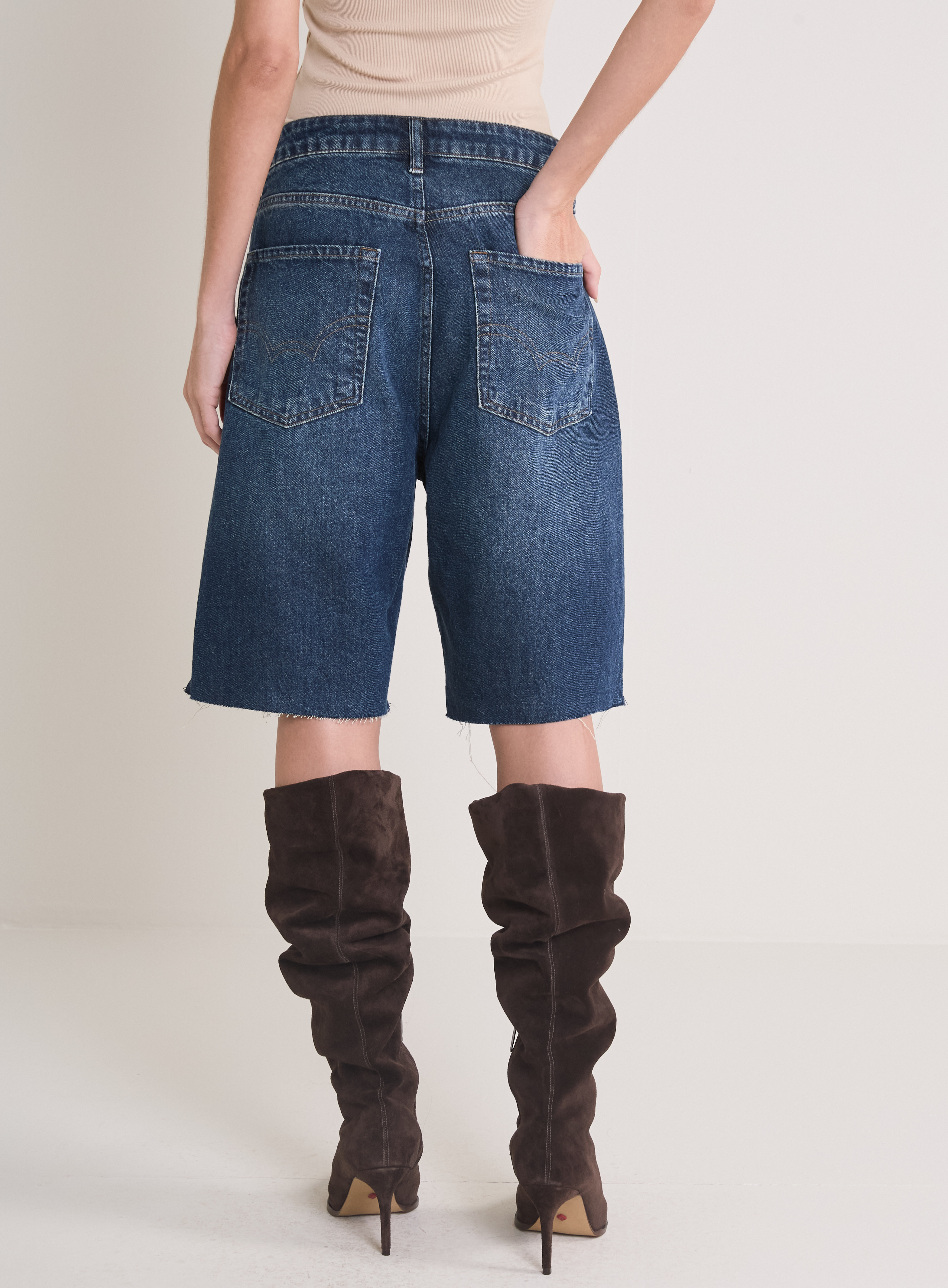 BERMUDA JEANS BARREL 38 INDIGO