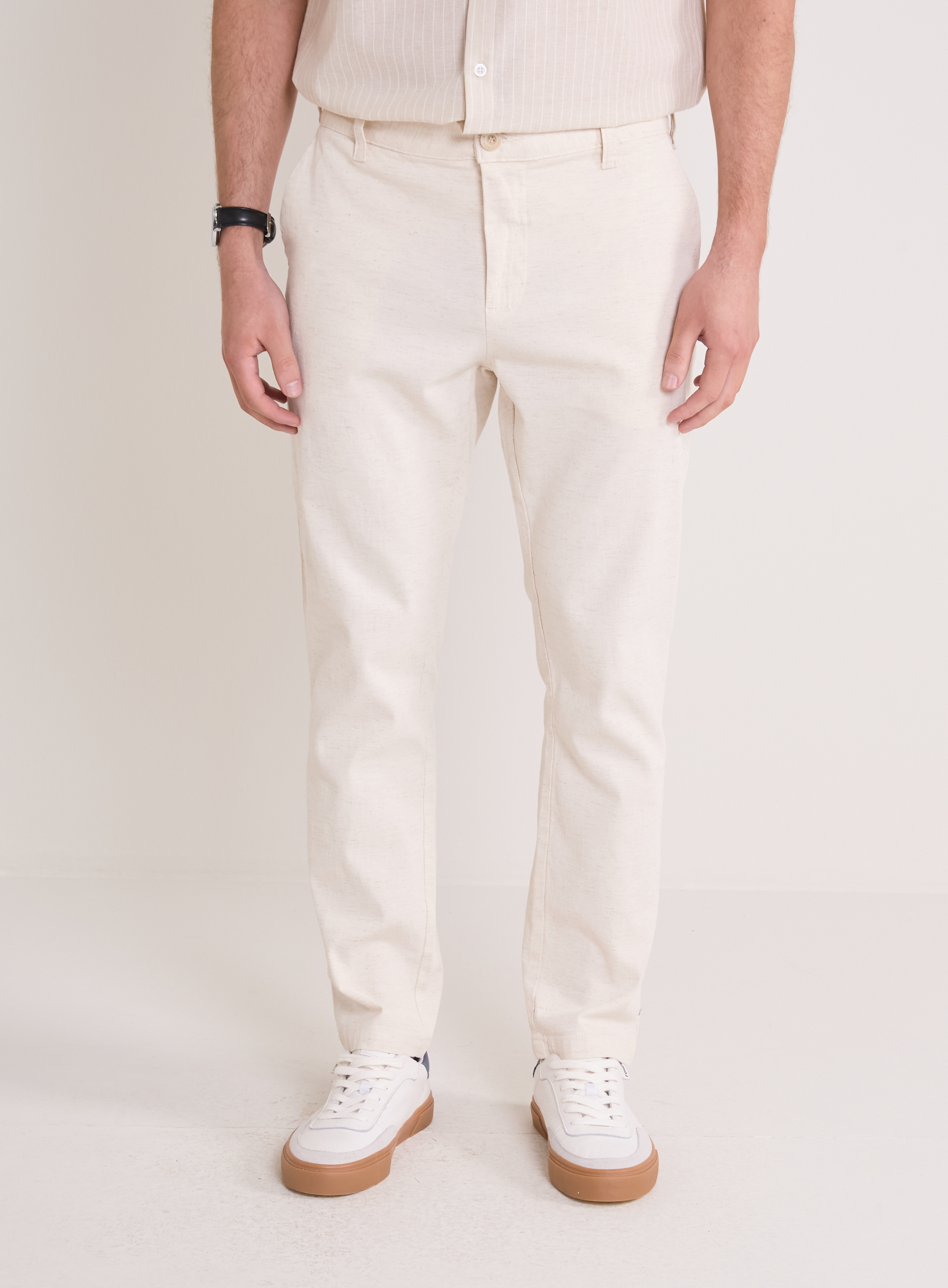 CALÇA LINHO 42 OFF/MARROM
