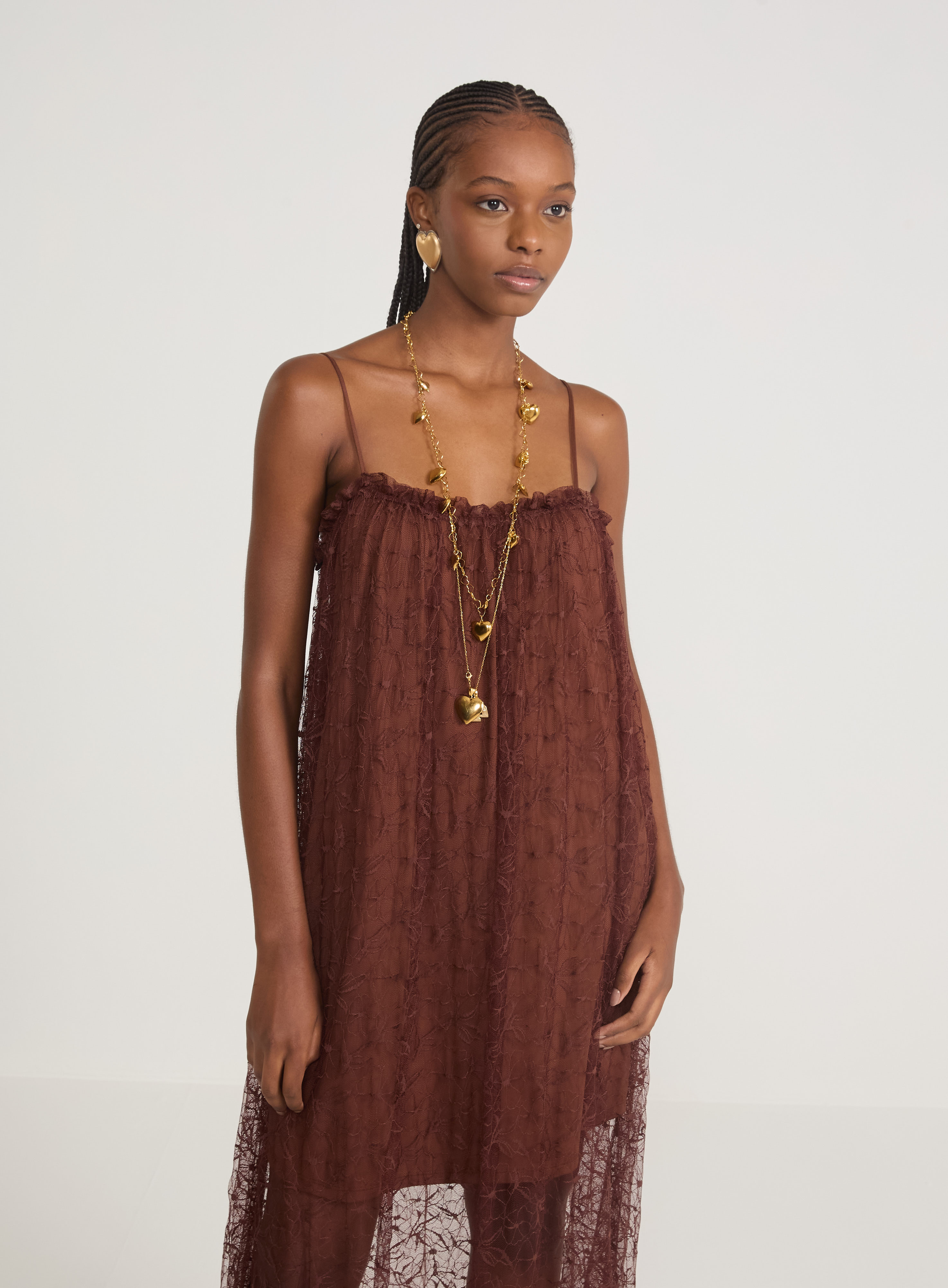 VESTIDO RENDA G MARROM TIRAMISU