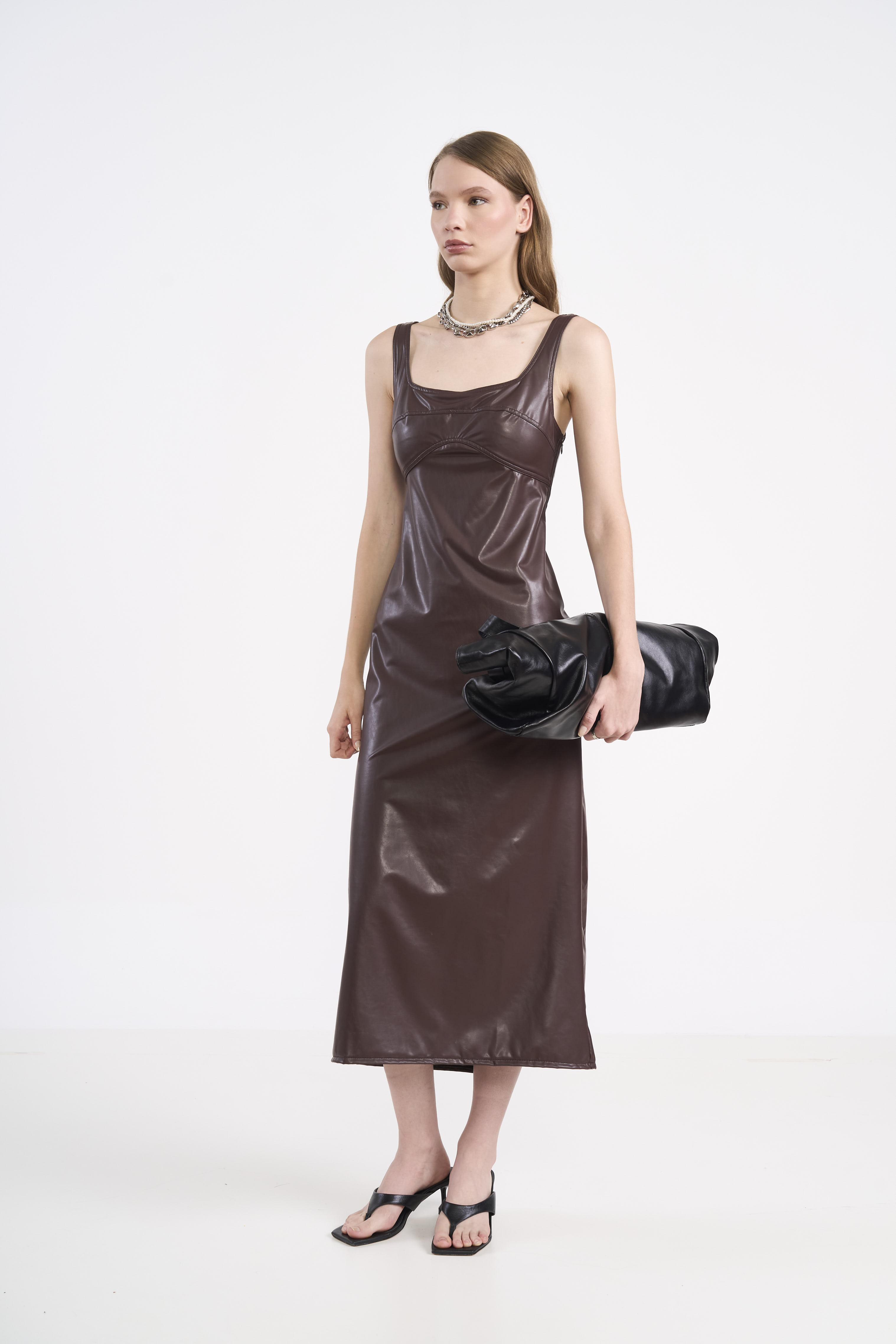 VESTIDO COLCCI G MARROM ROCCIA