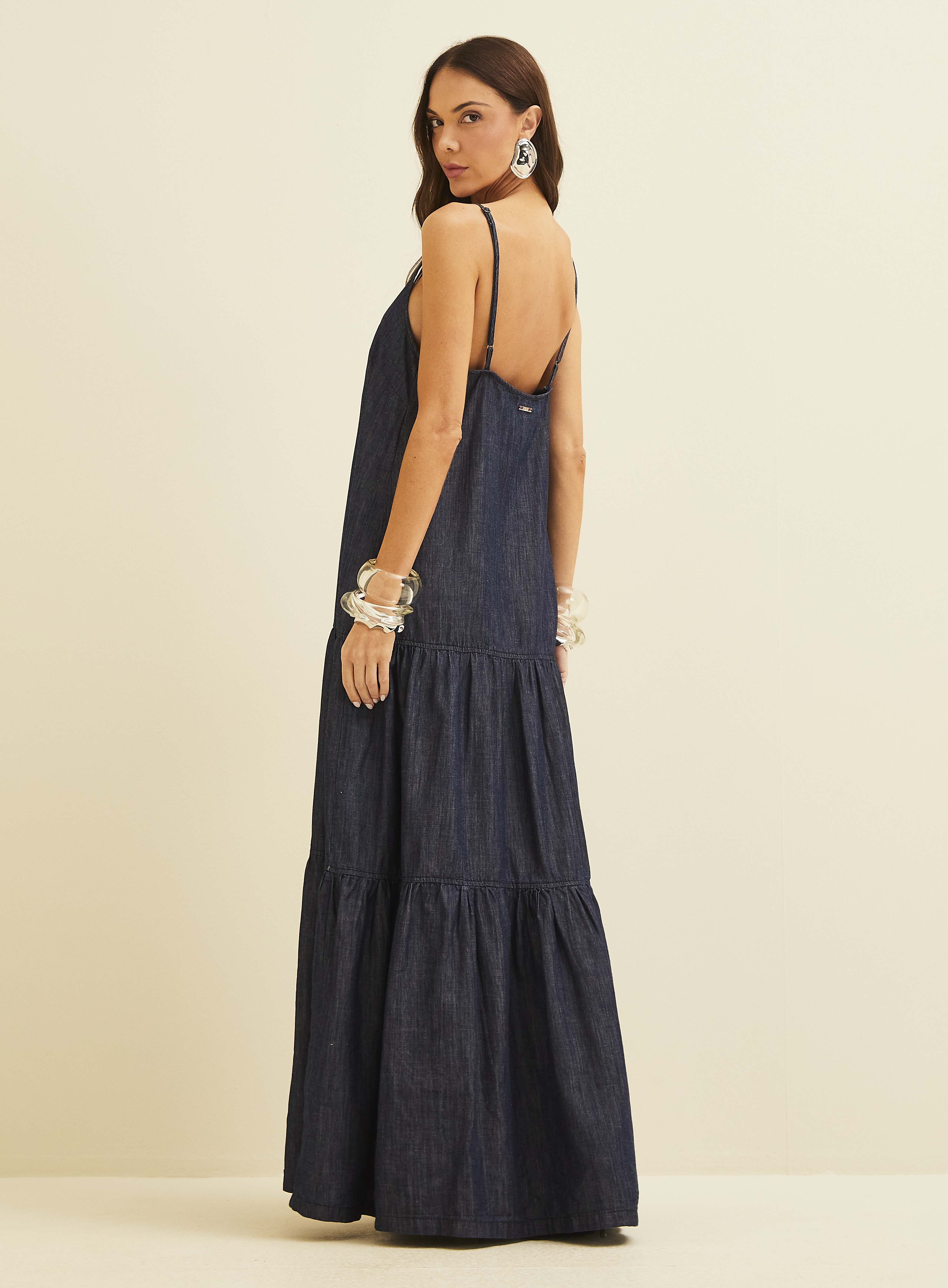 VESTIDO LINHO JEANS P INDIGO