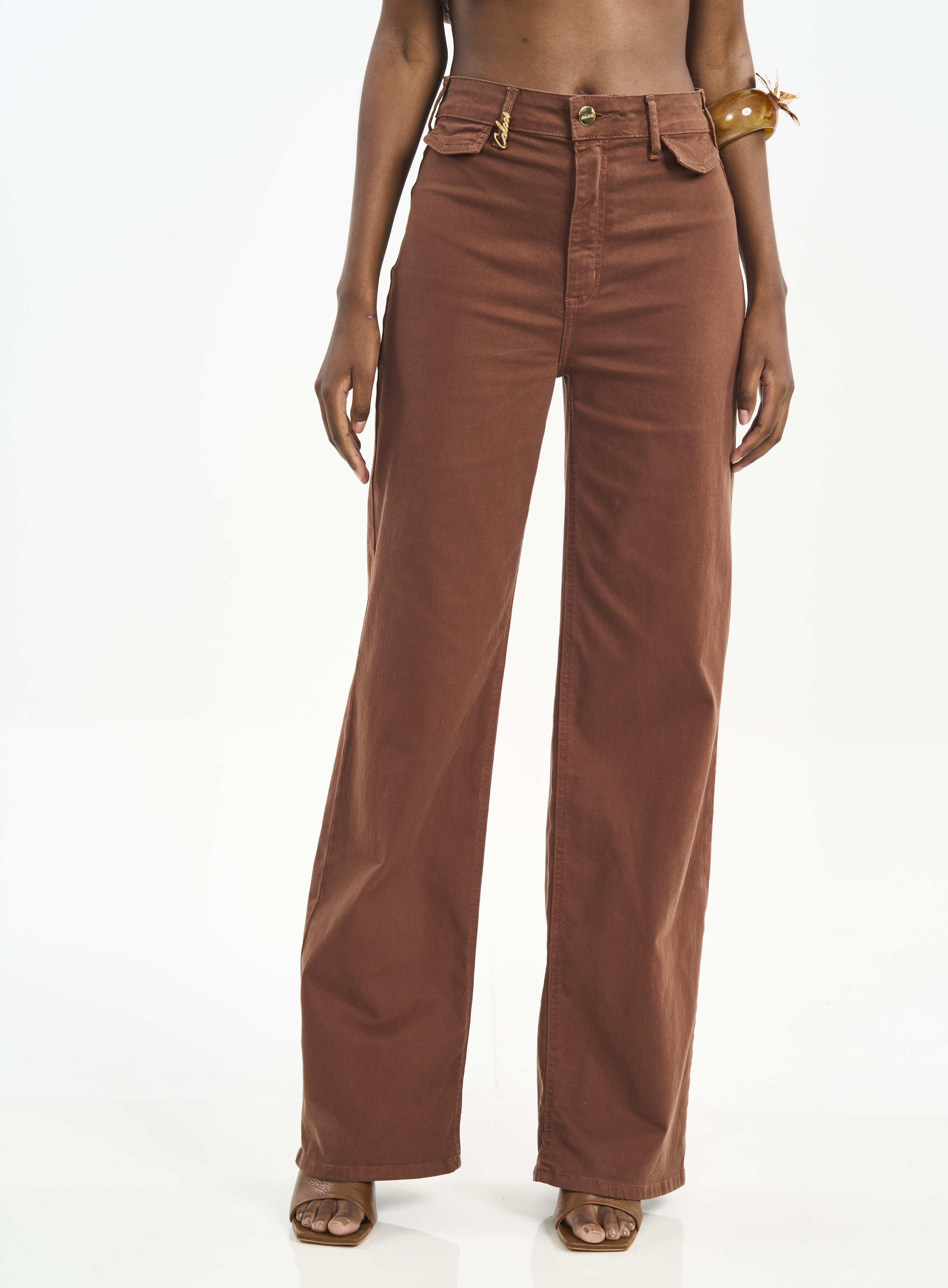 CALÇA SARJA JULIETTE STRECH 36 MARROM TIRAMISU