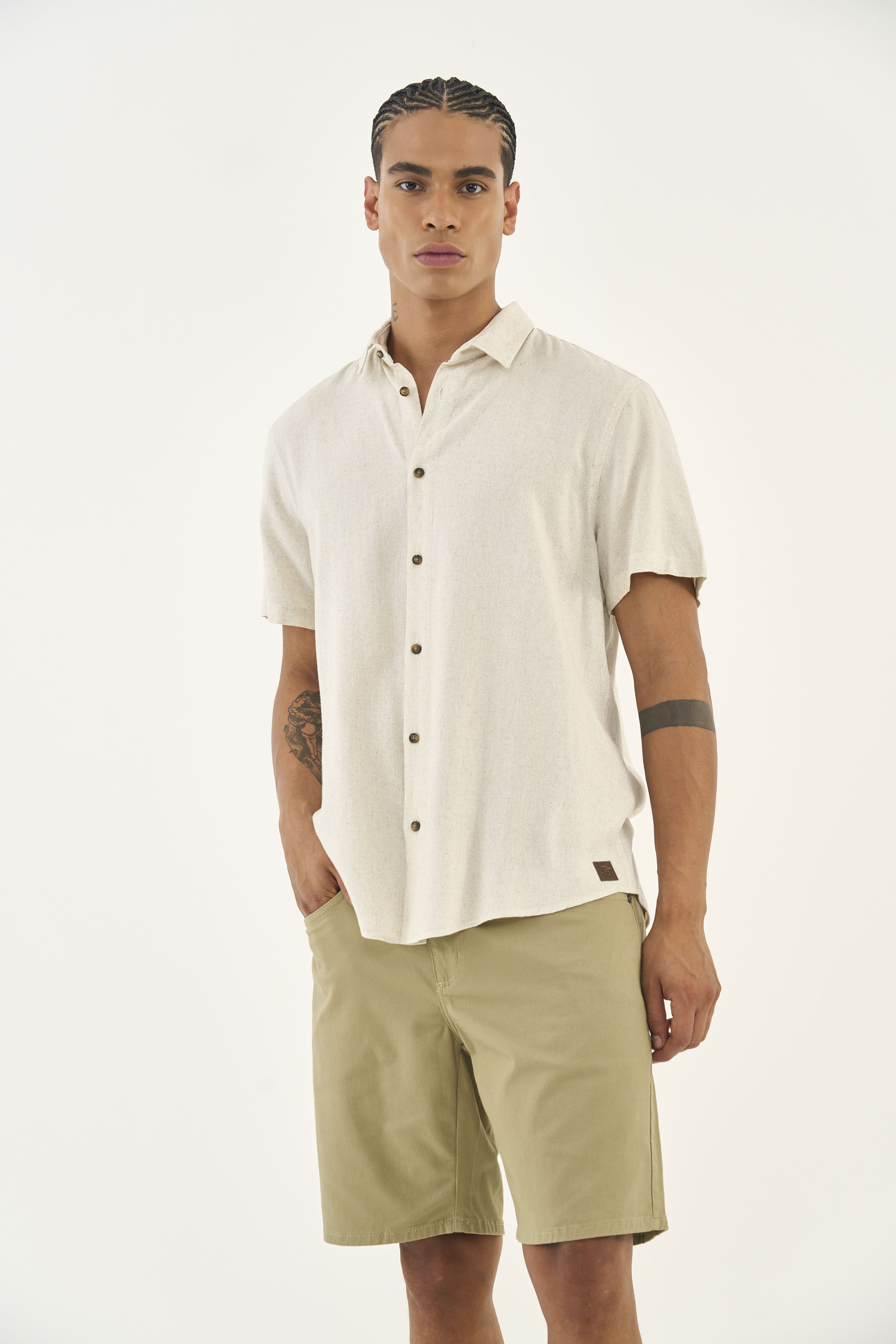 CAMISA LINHO RELAX GG BEGE TAUPE