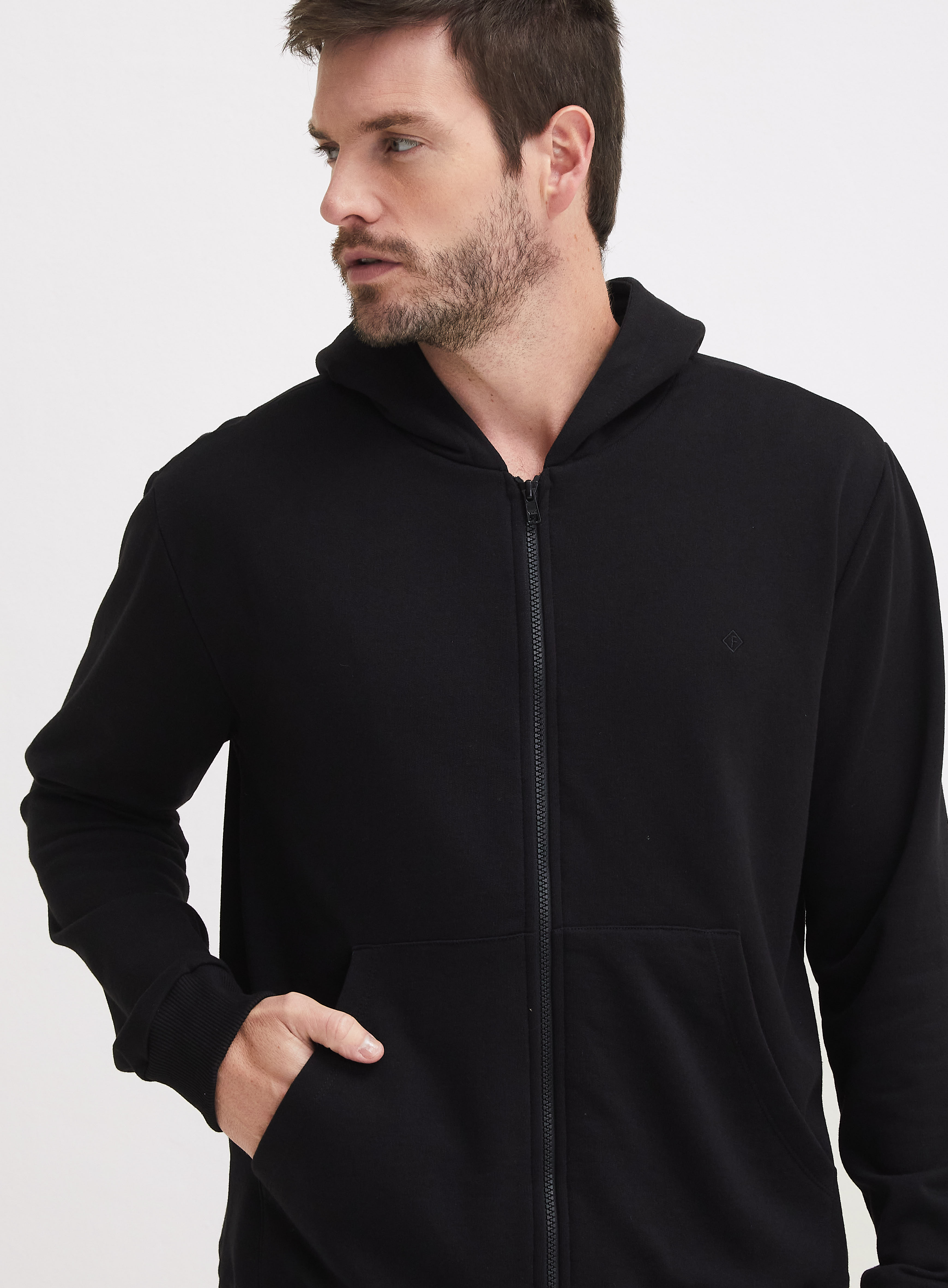 JAQUETA MOLETOM COM CAPUZ GG PRETO