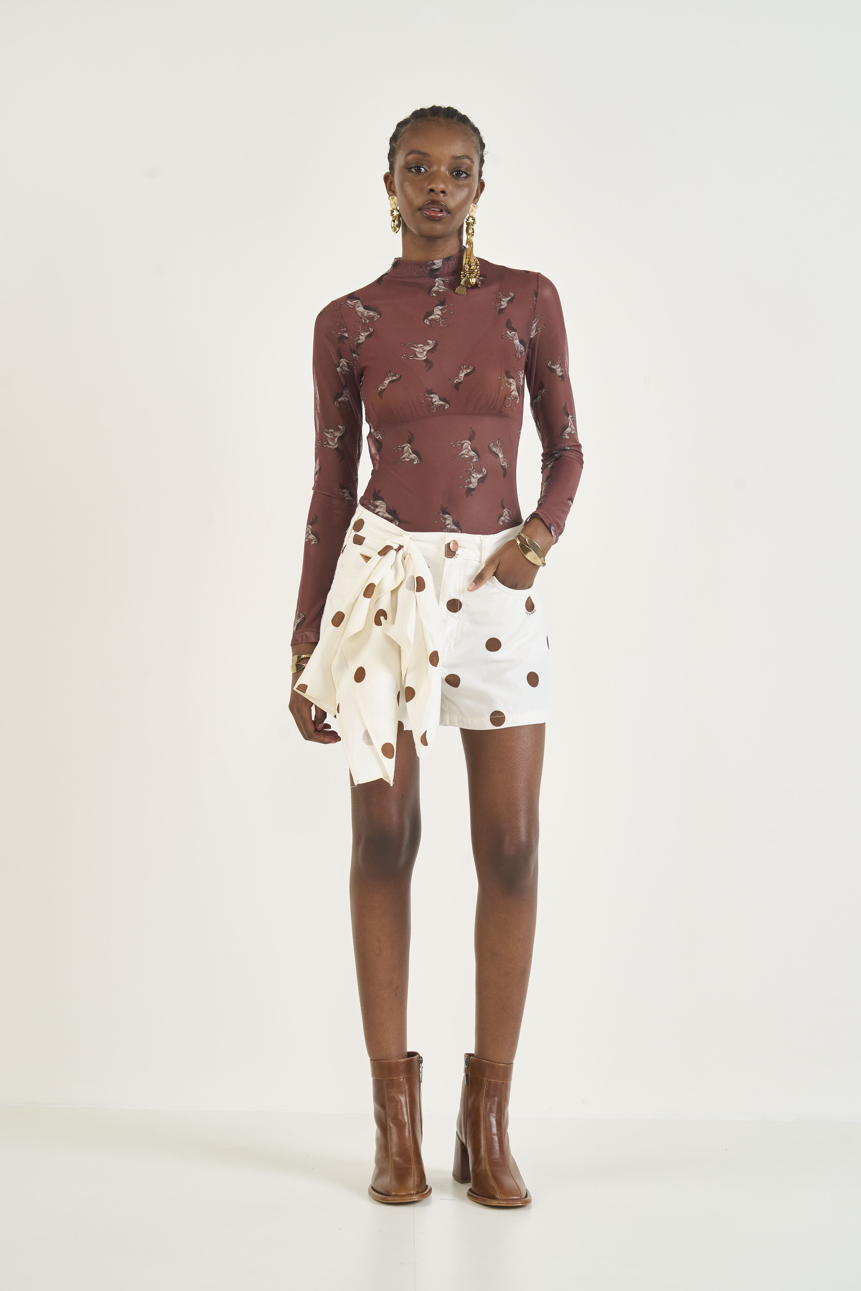 SHORT SARJA JADE ESTAMPADO 42 POA QUADRO