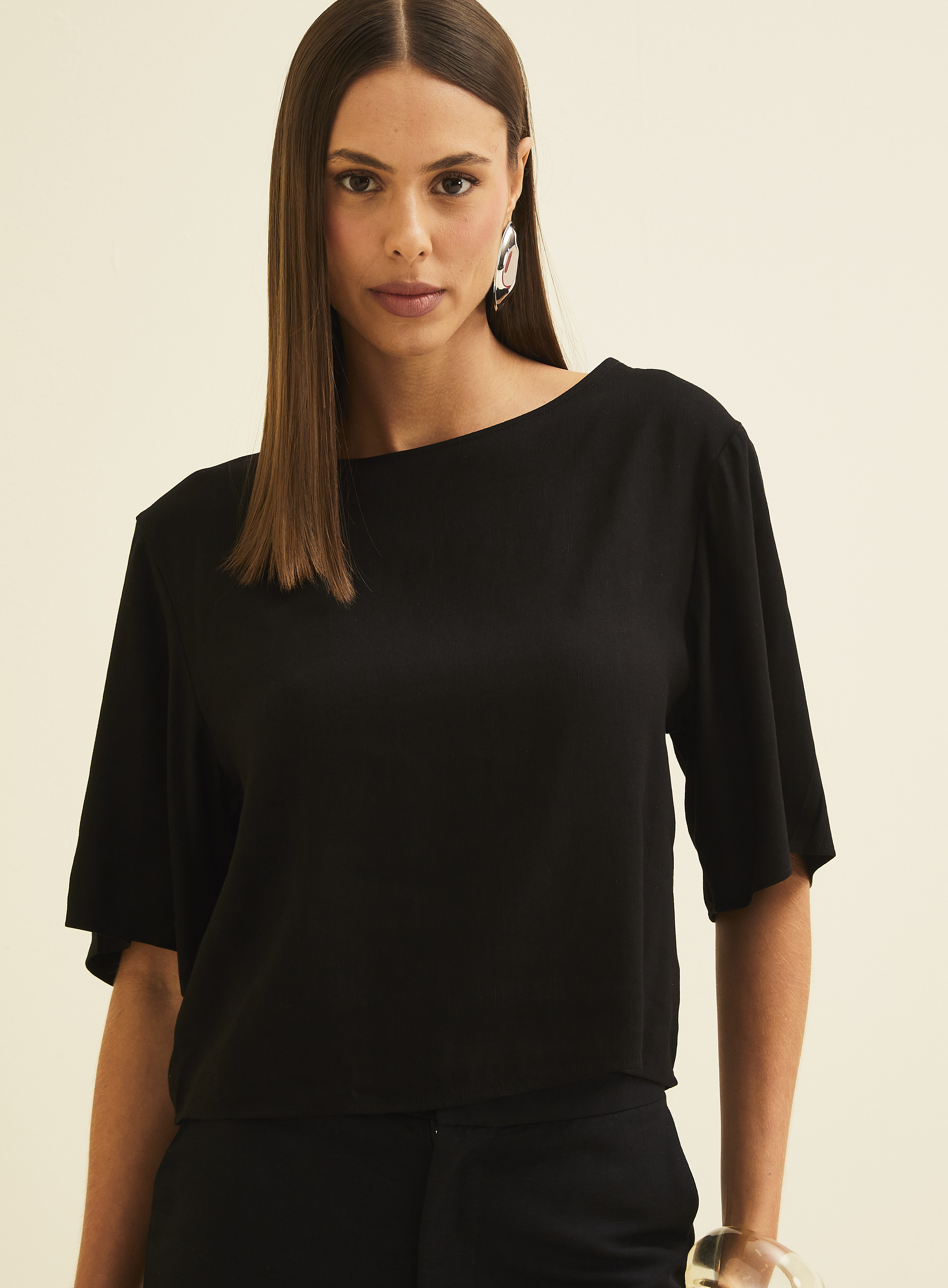 BLUSA LINHO G MARROM EBBELA
