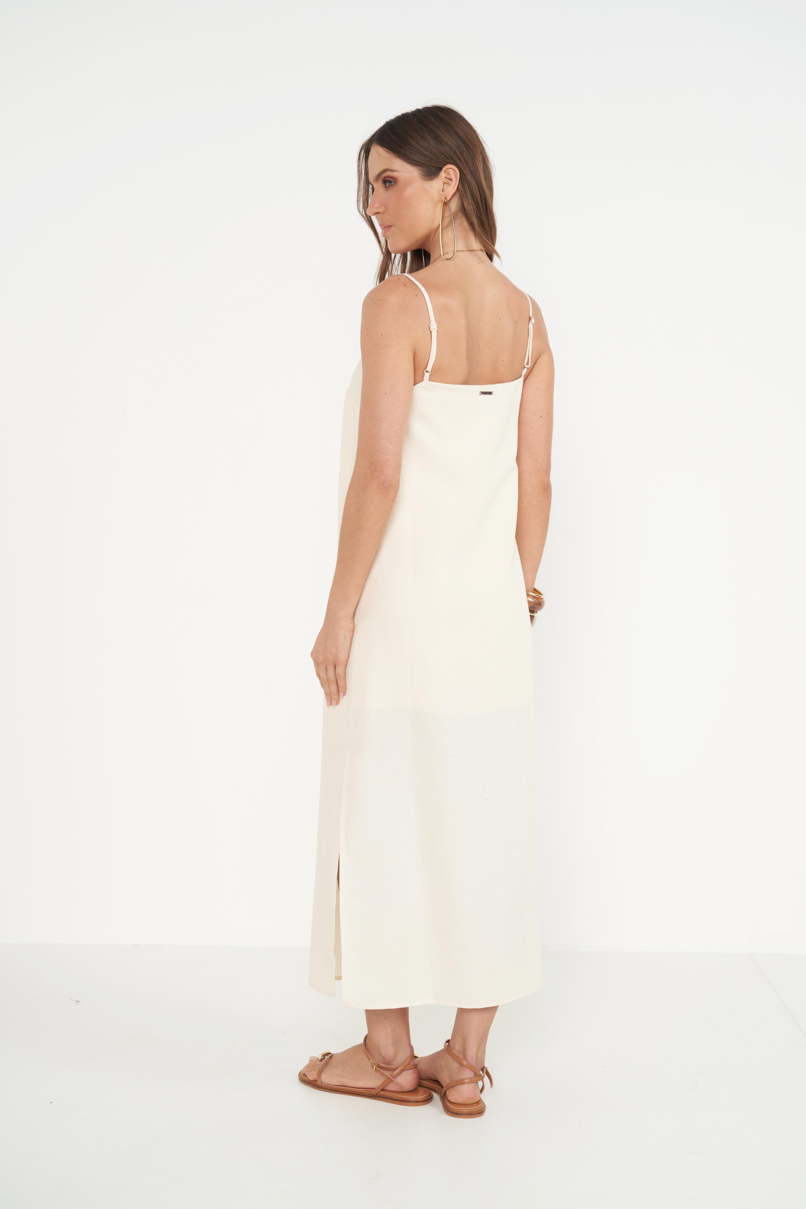 VESTIDO LINHO G BEGE AFFOGATO