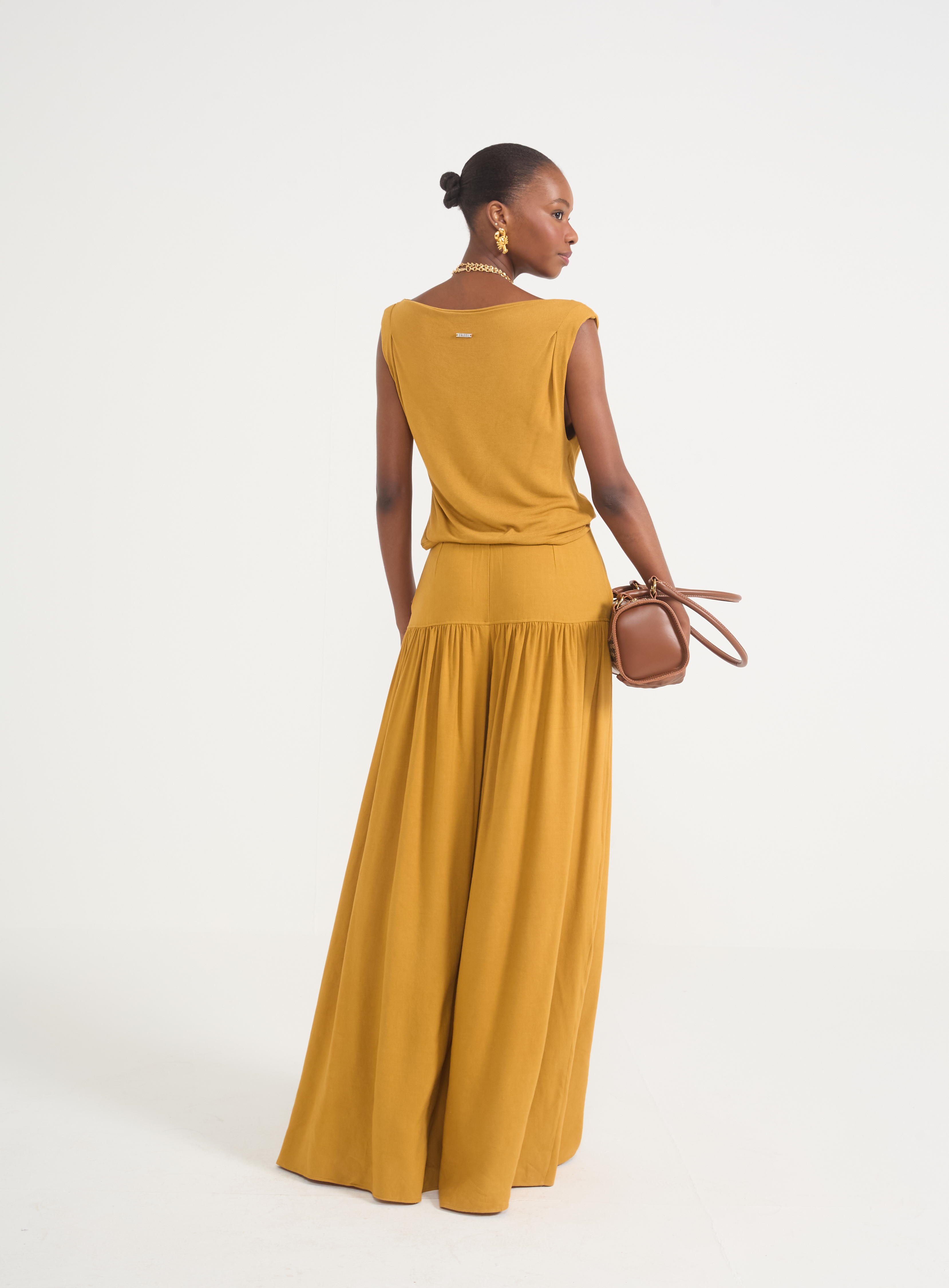 CALÇA LINHO G AMARELO OLD GOLD