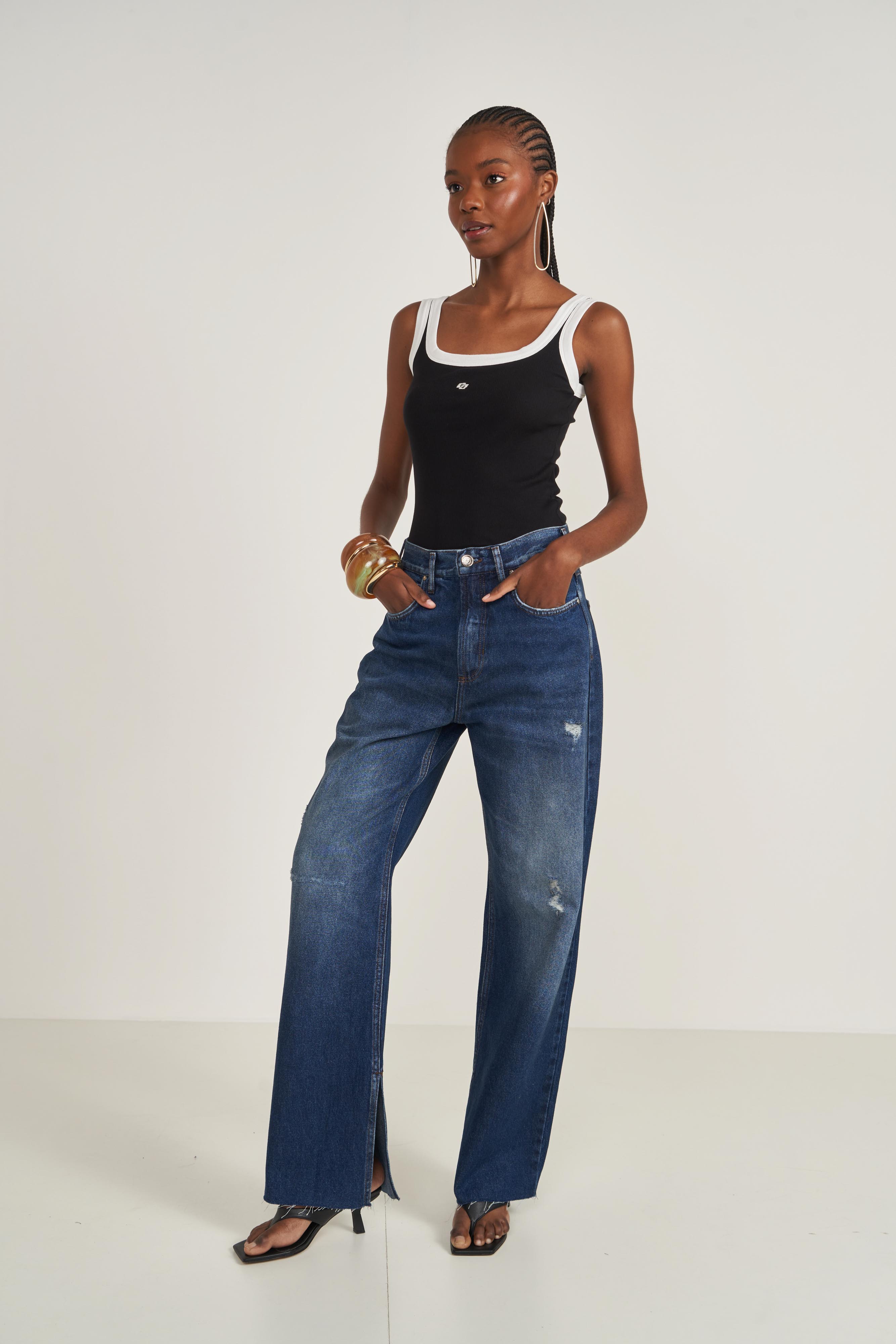 CALÇA JEANS LEONI LOW 40 INDIGO