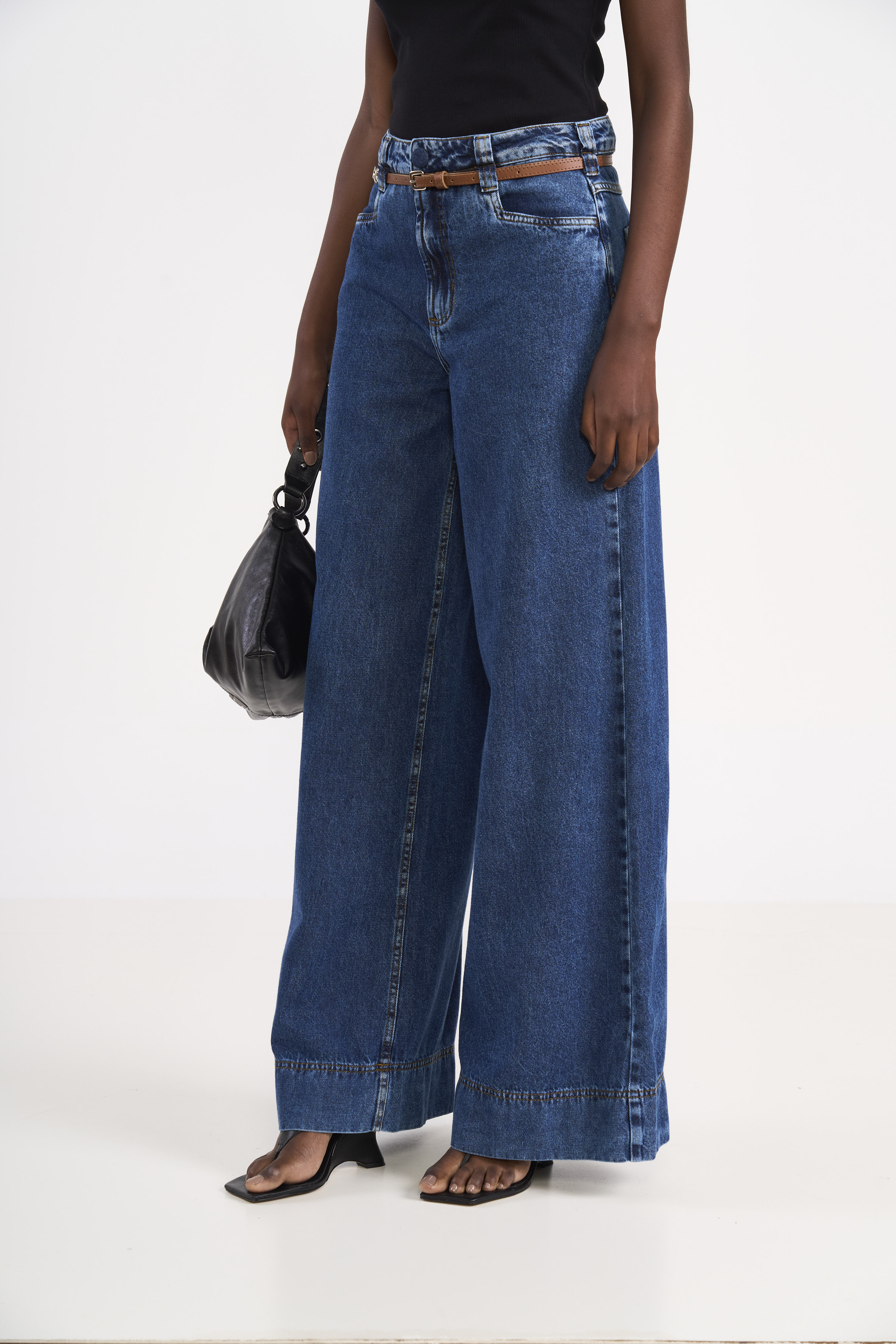 CALÇA JEANS SILVIA COM CINTO 42 INDIGO