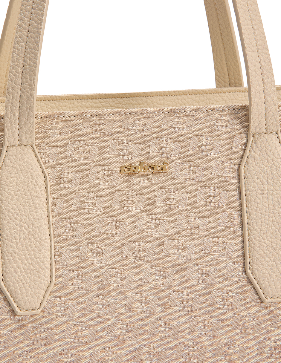BOLSA COLCCI FEM SHOP BAG JACQUARD U CARAMELO