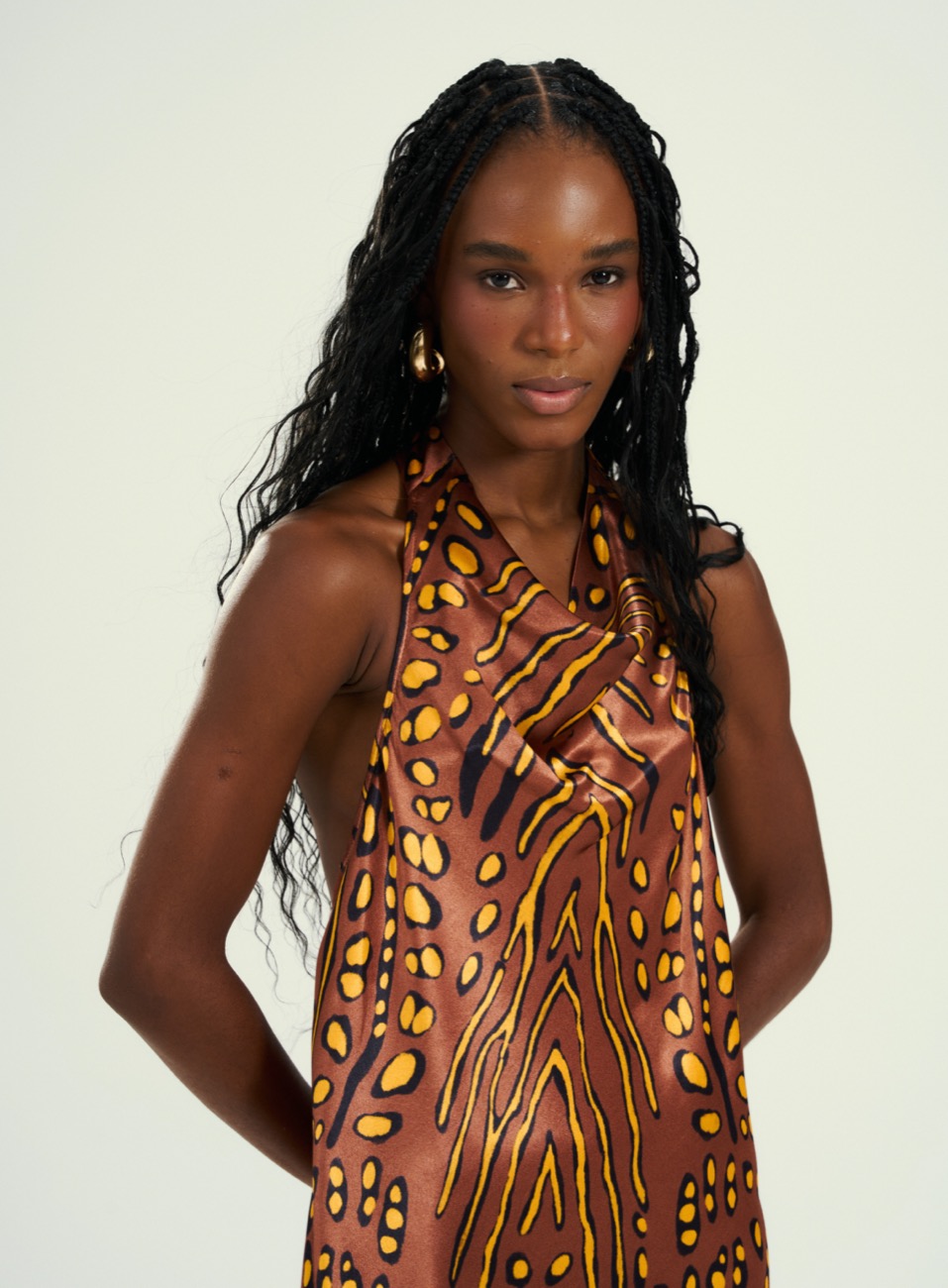 VESTIDO ESTAMPADO GG GOLDEN JUNGLE