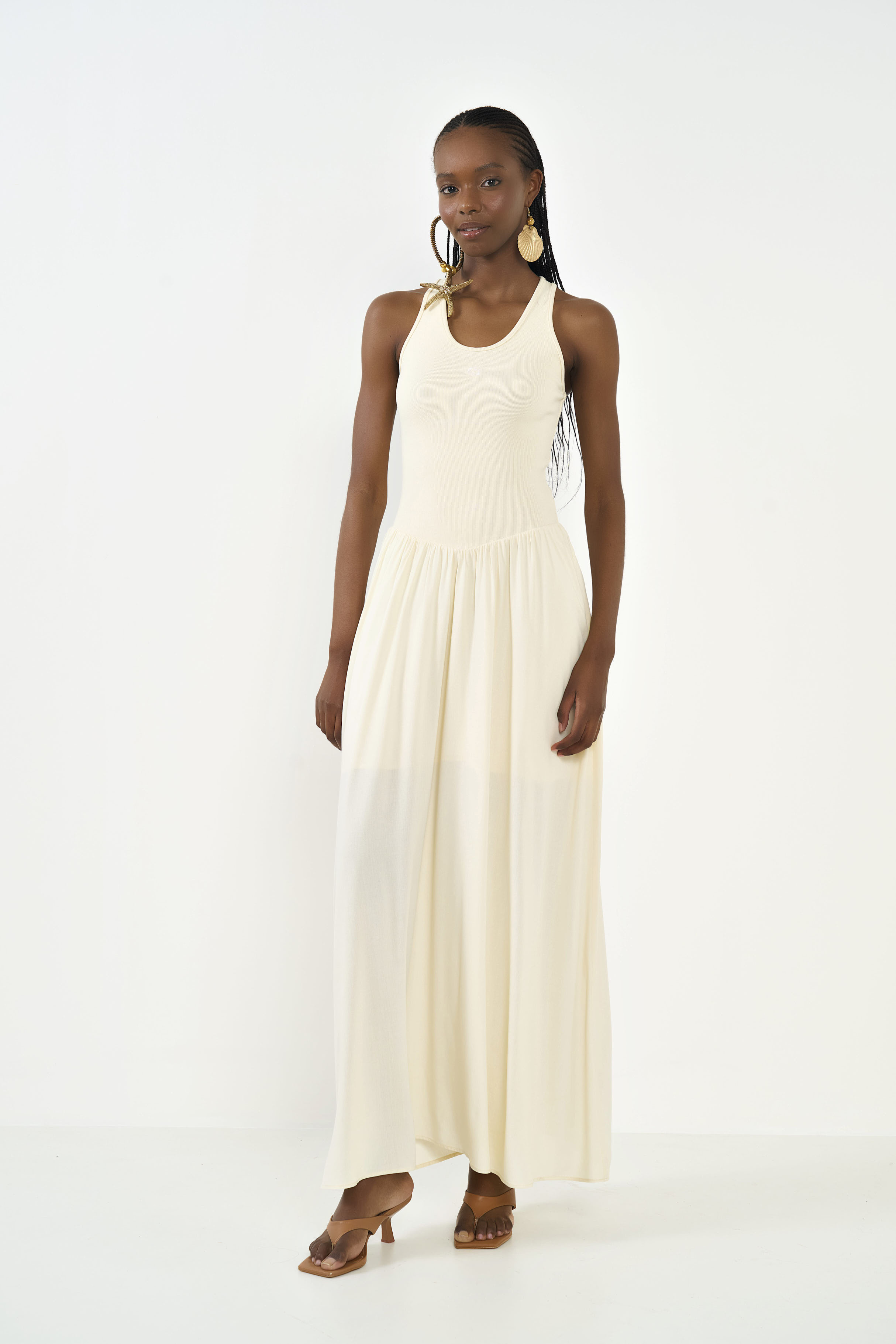 VESTIDO COLCCI G BEGE LEBLANC