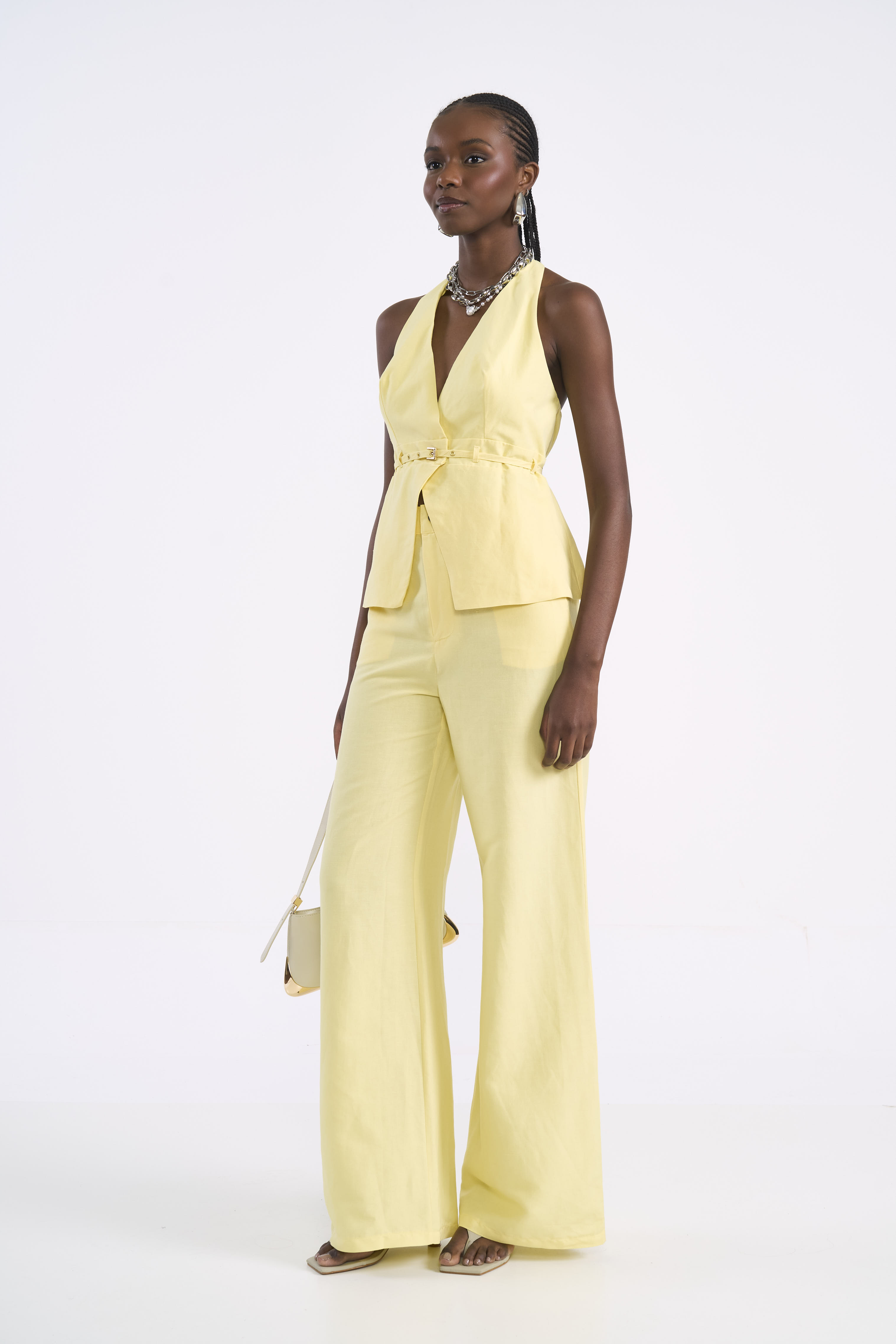 CALÇA LINHO G AMARELO NINEVE