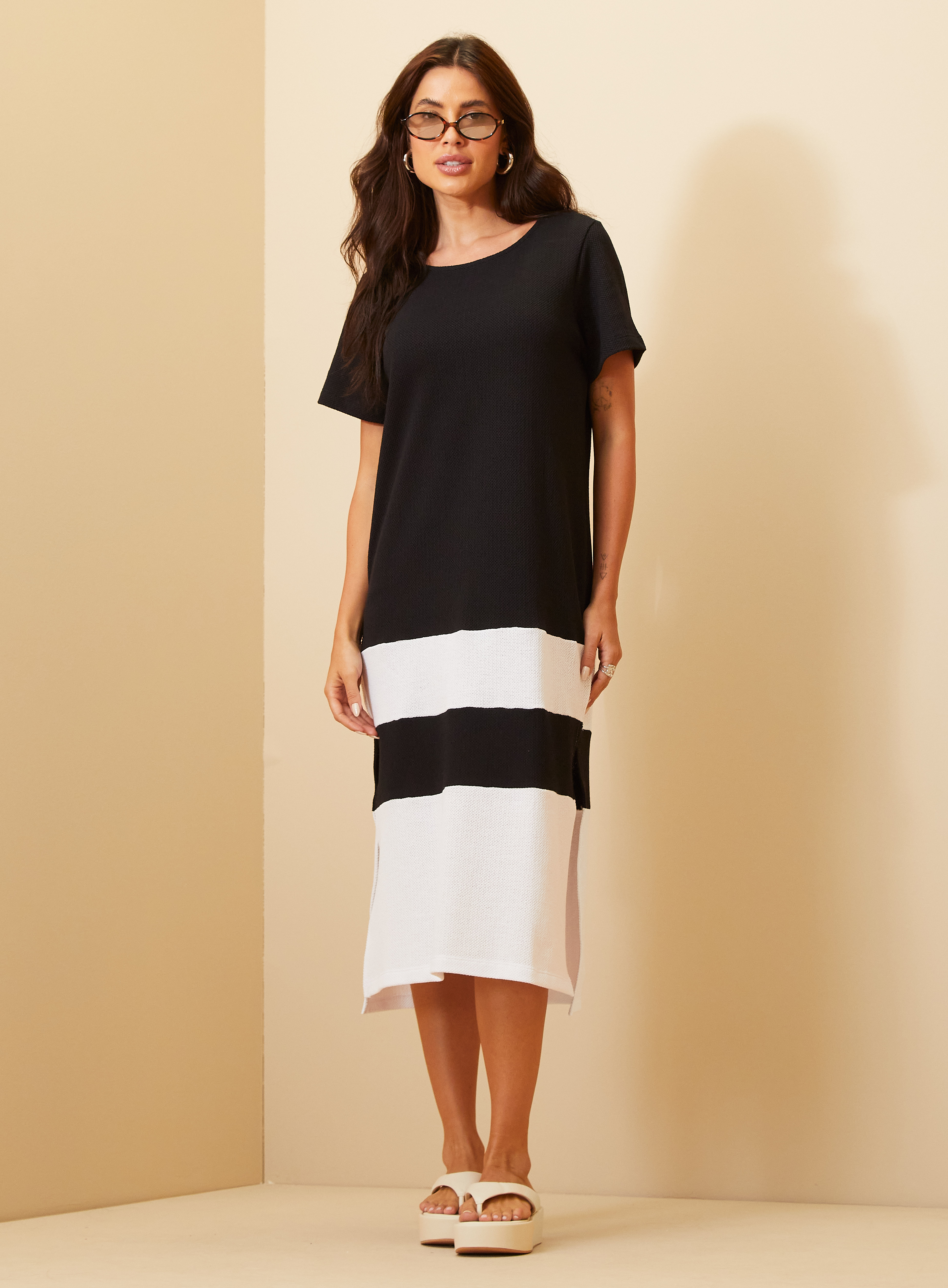 VESTIDO TRITON P PRETO/BRANCO