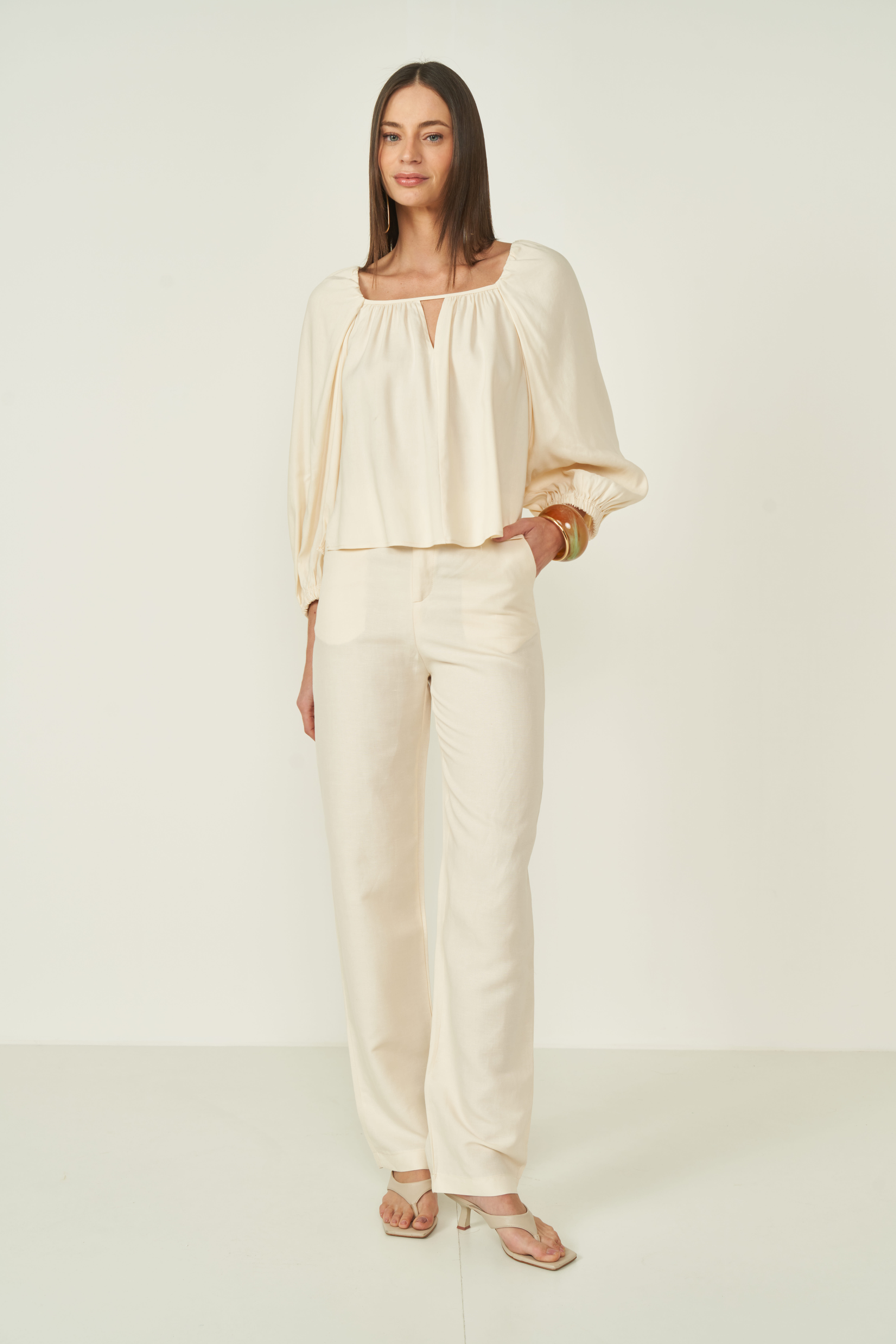 BLUSA LINHO G BEGE AFFOGATO