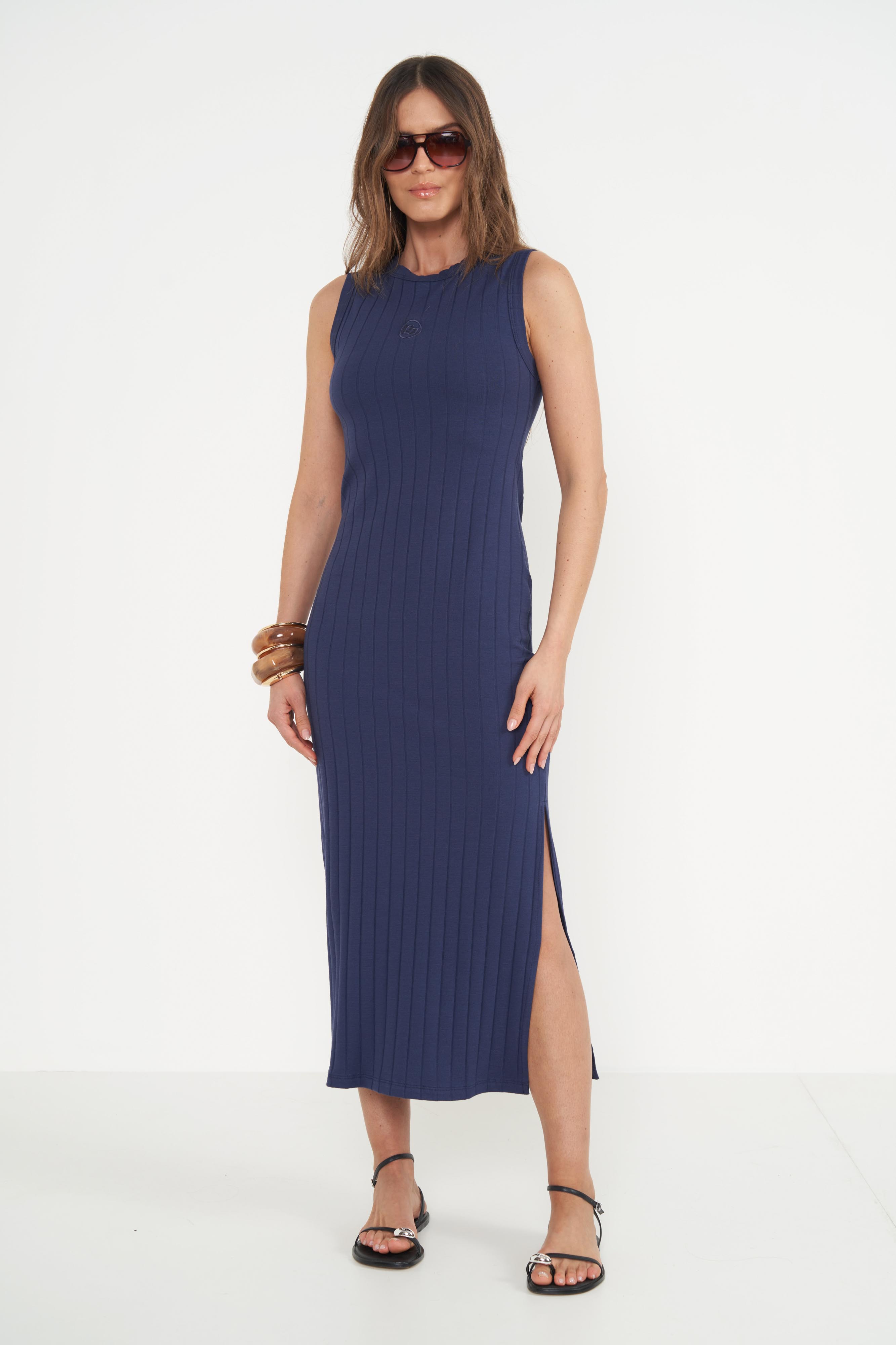 VESTIDO CANELADO G AZUL DARKNESS