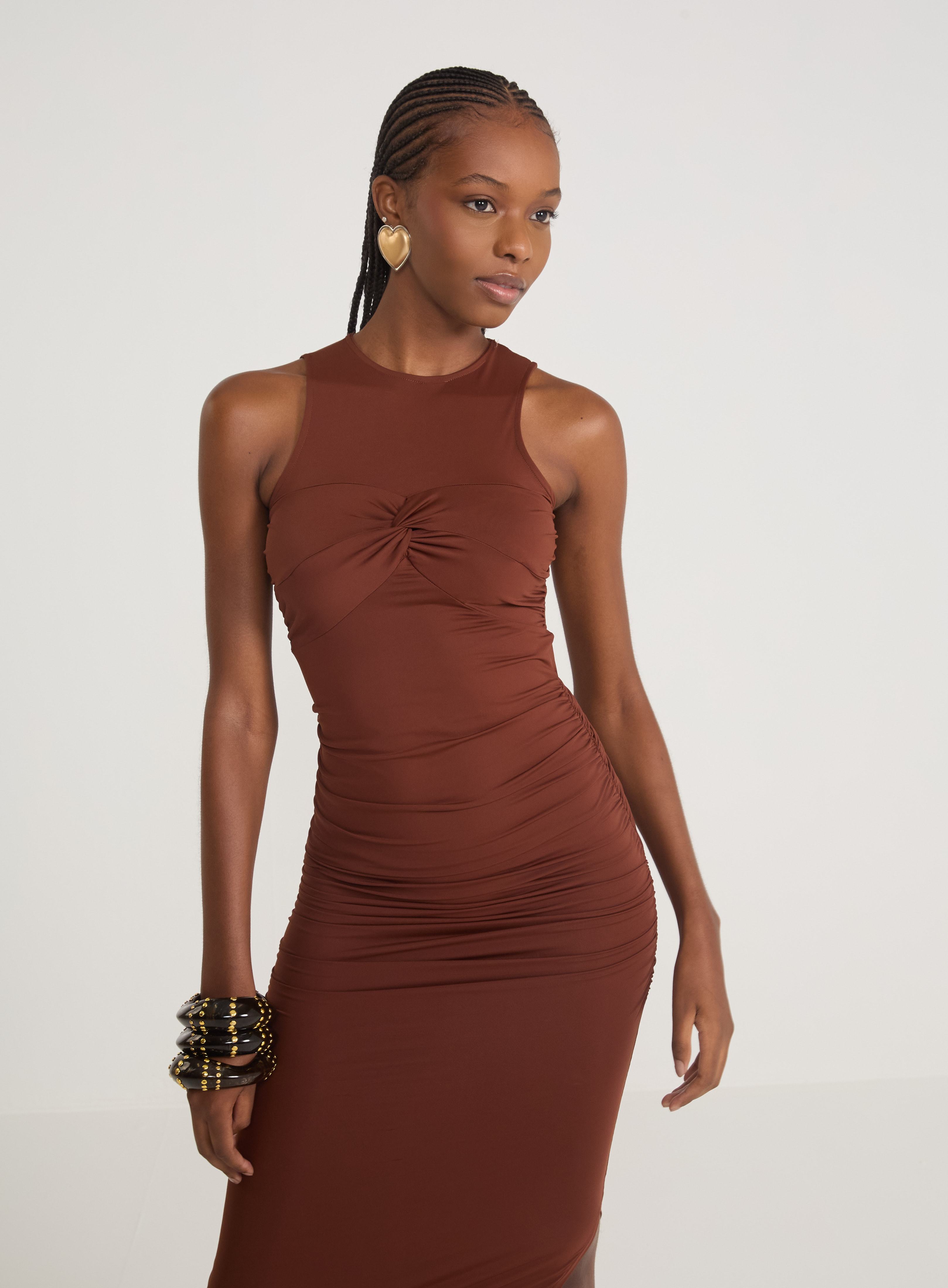 VESTIDO COLCCI M MARROM BEATEN B