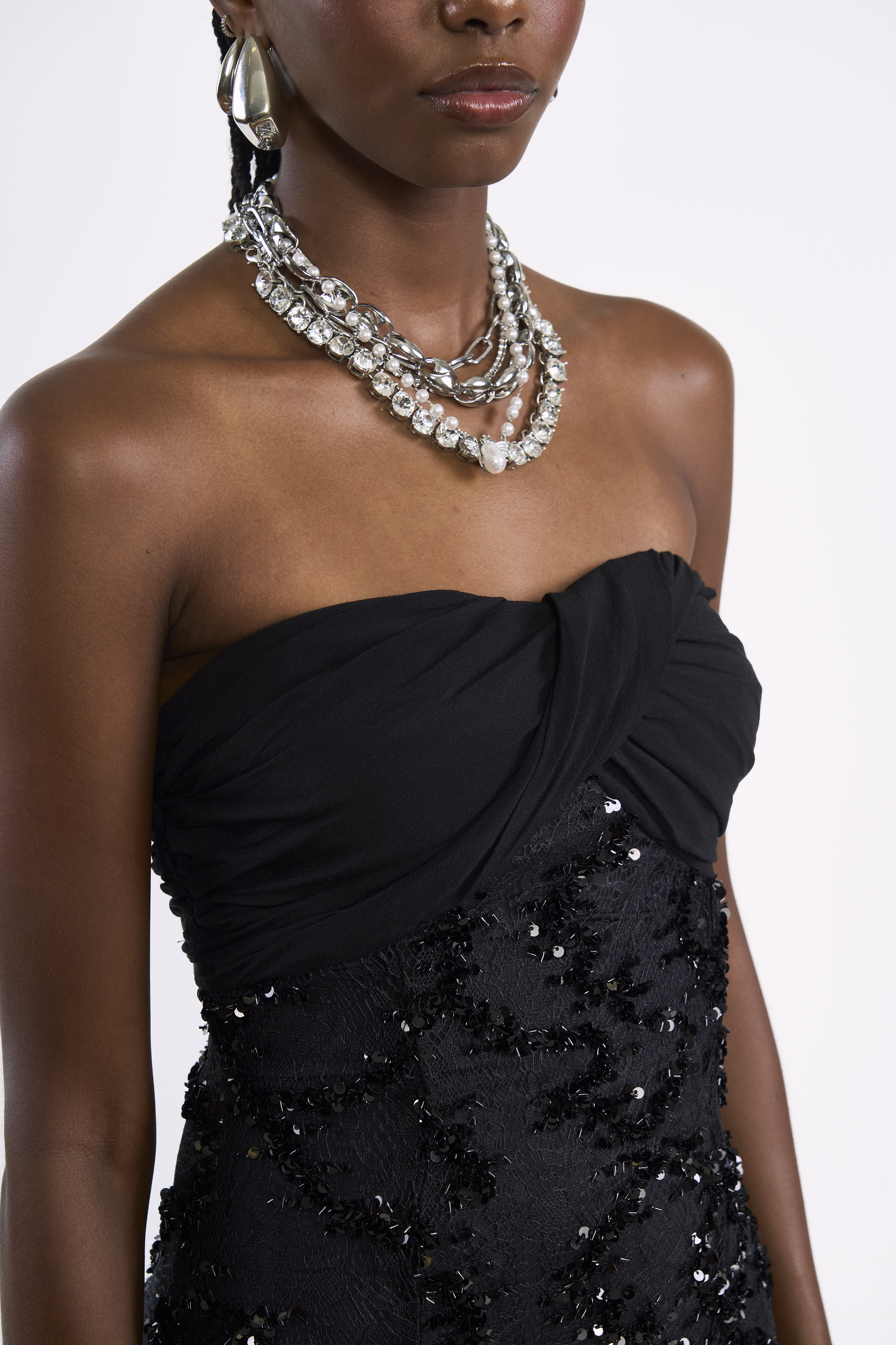 VESTIDO RENDA PAETÊ G PRETO