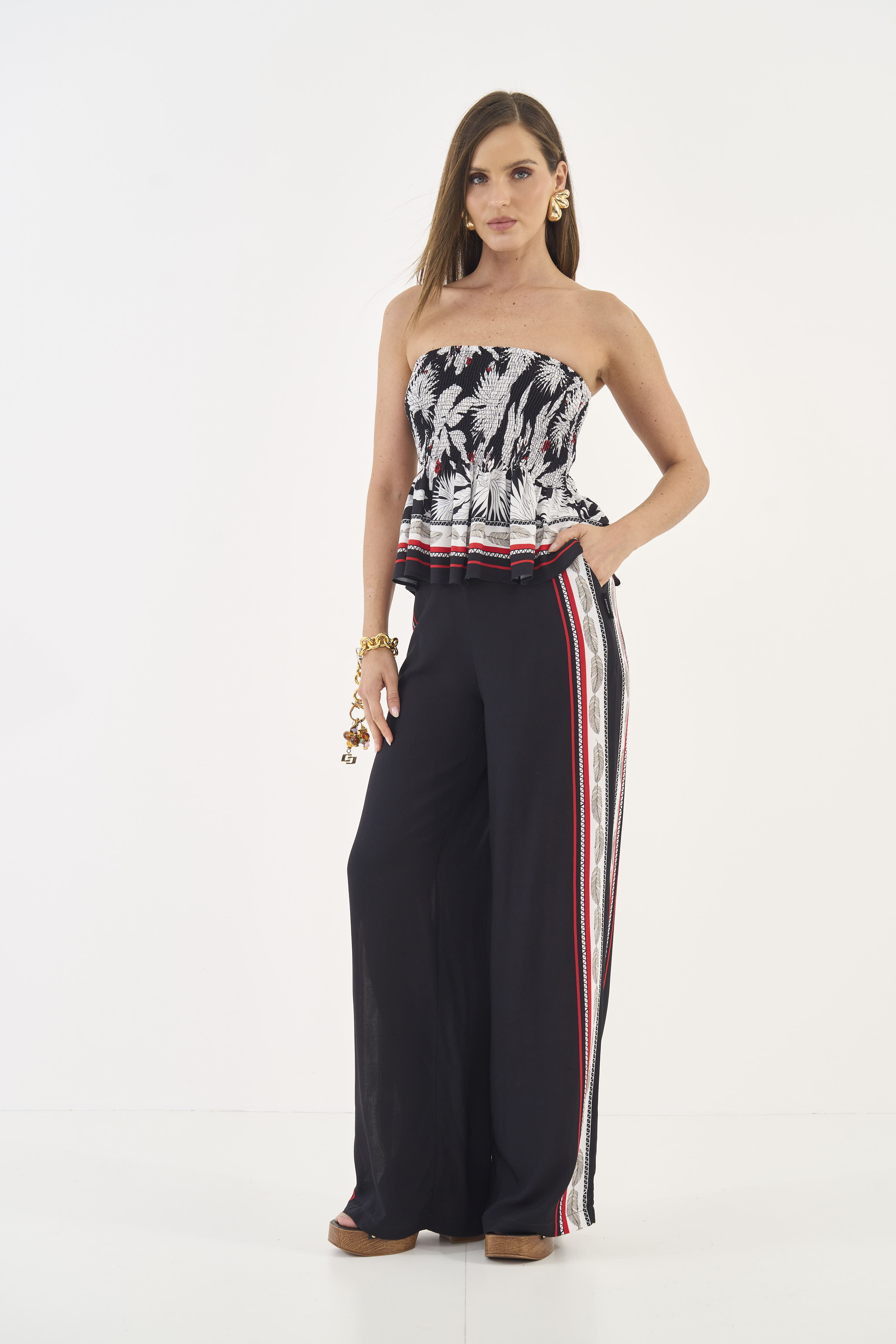 CALÇA ESTAMPADA M NOIR BOTANIC.II