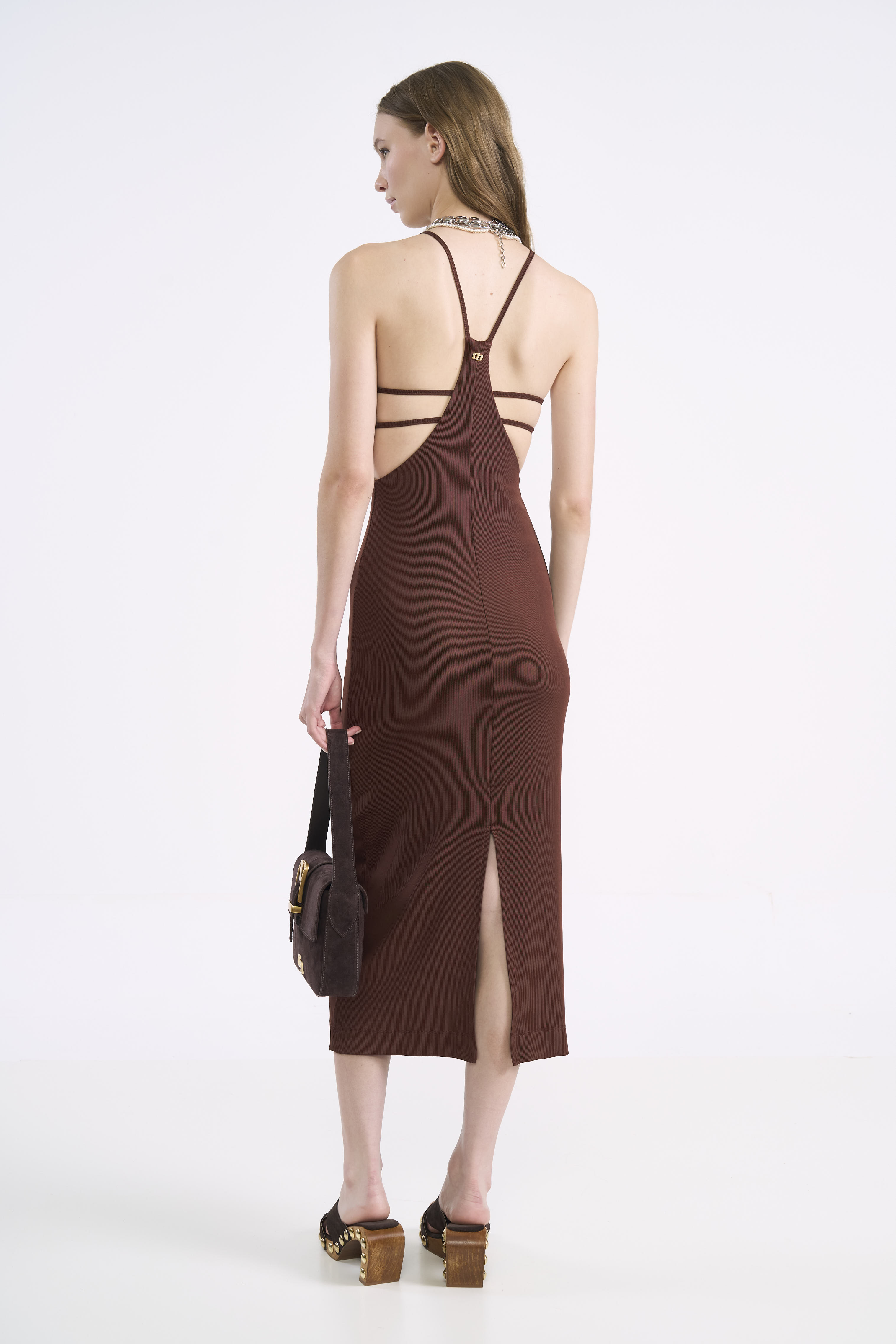 VESTIDO COLCCI G MARROM BEATEN B