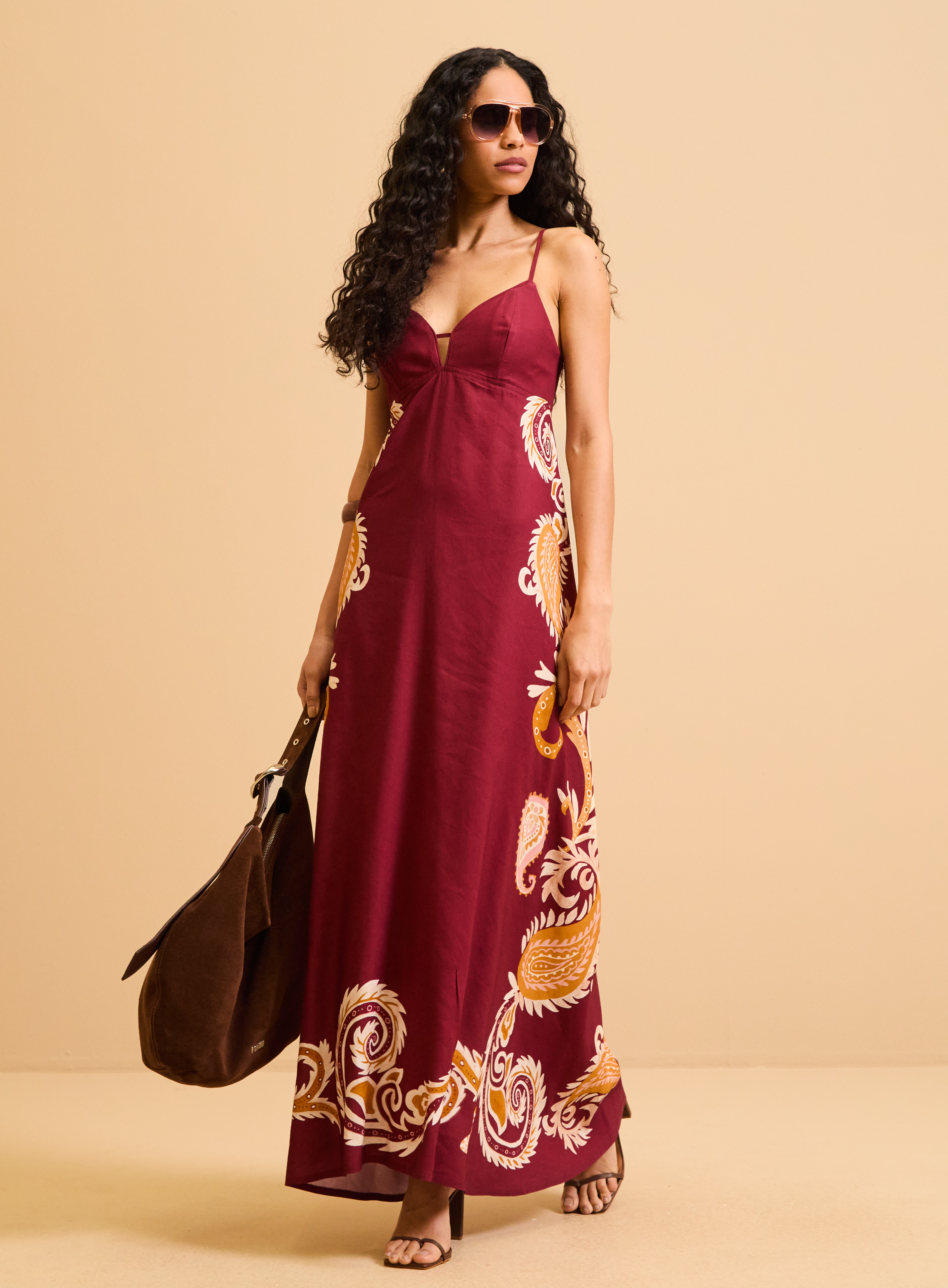 VESTIDO LINHO ESTAMPADO P CURVAS ORNAMEN.