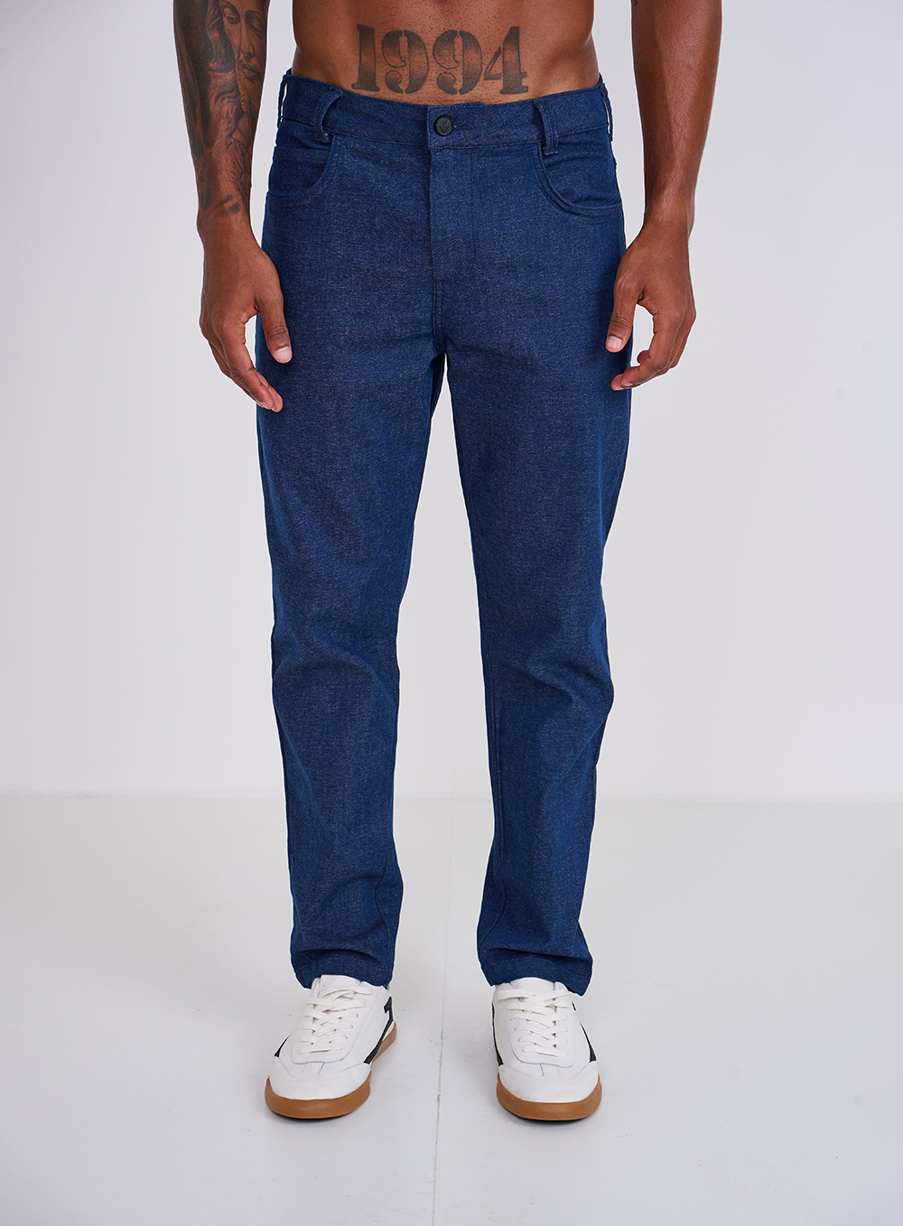 CALÇA SARJA NEW CHINO 40 MARINHO MESCLA
