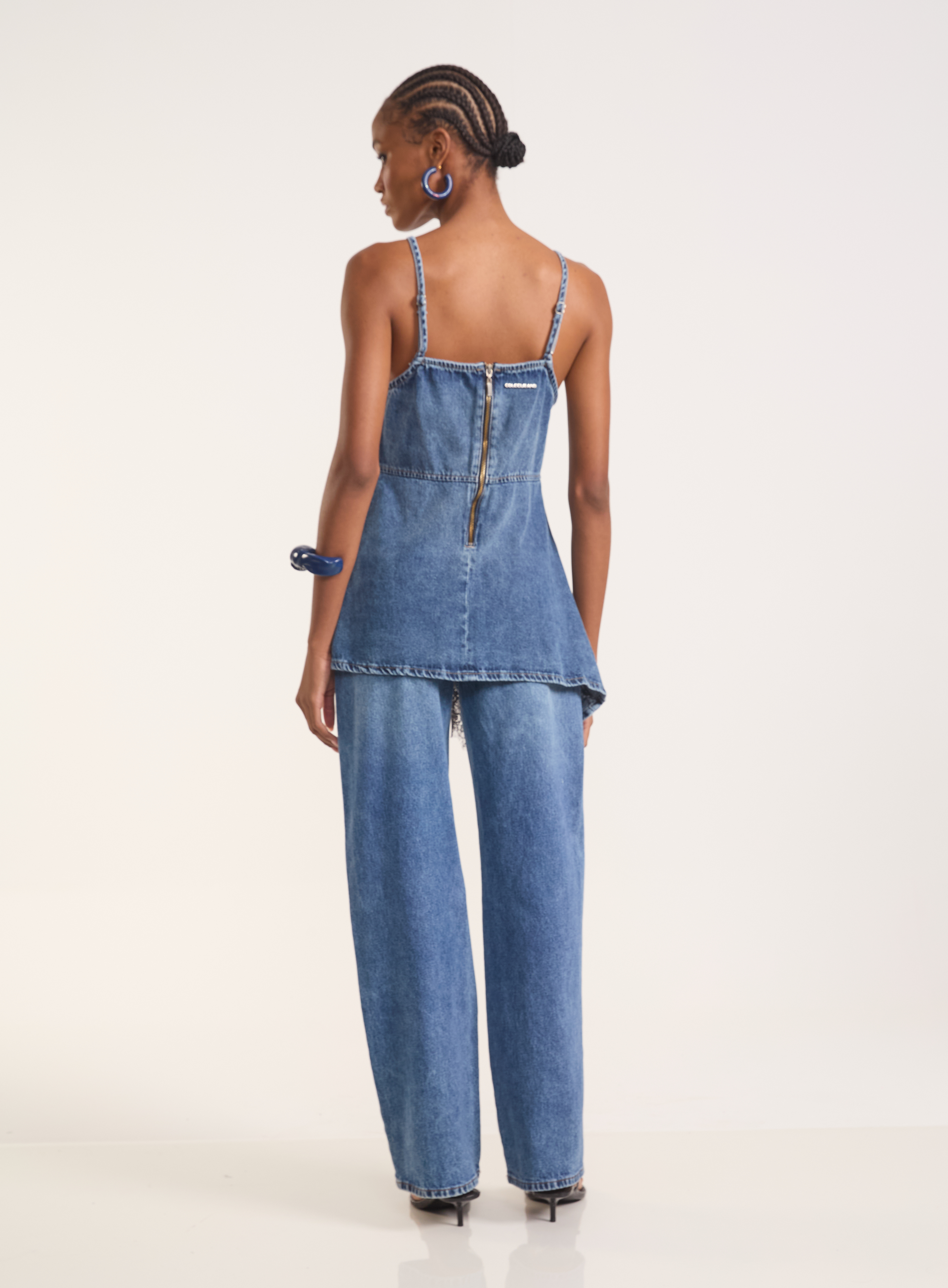 BLUSA JEANS COM RENDA M INDIGO