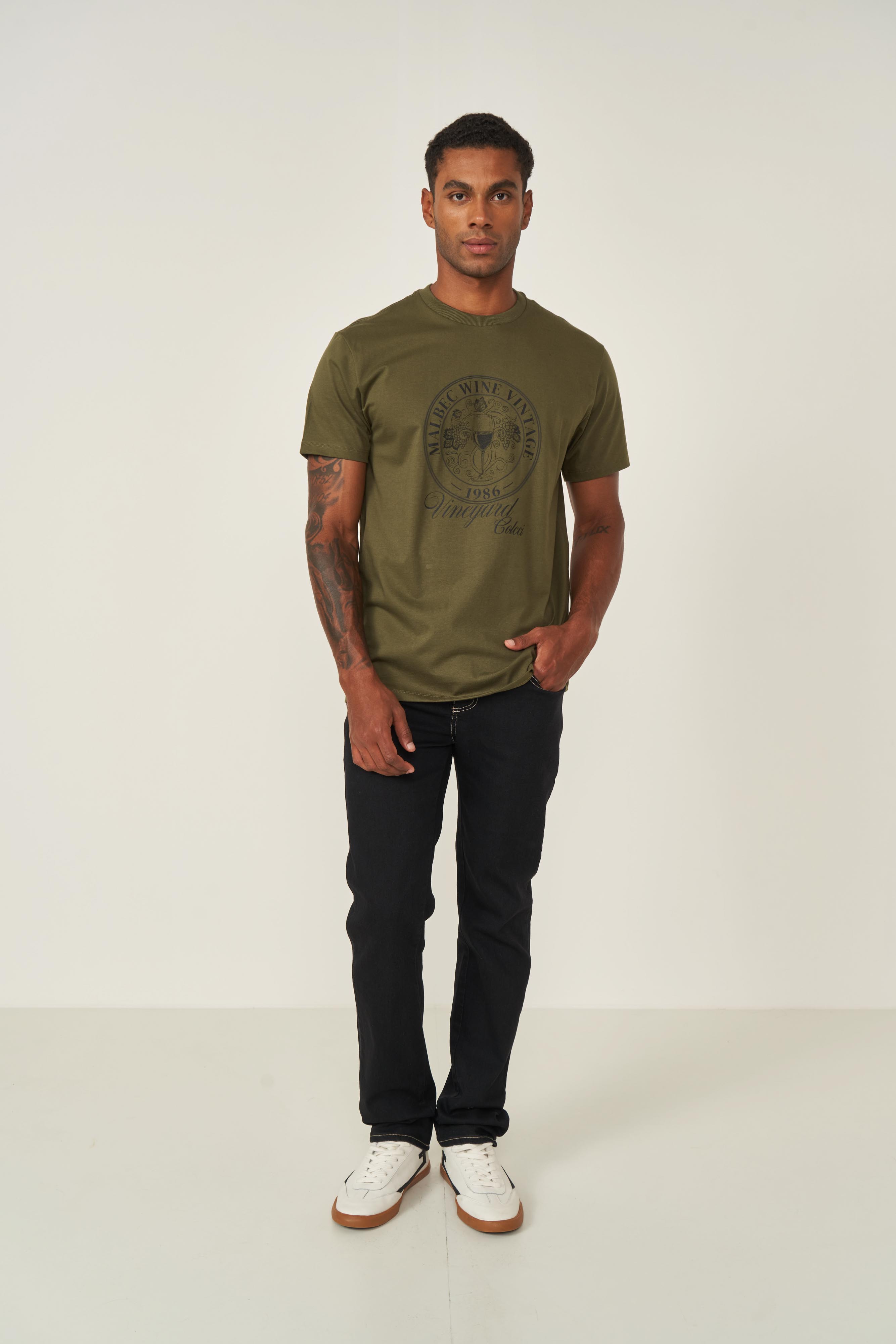 CAMISETA ESTAMPADA GG VERDE MANJERICAO