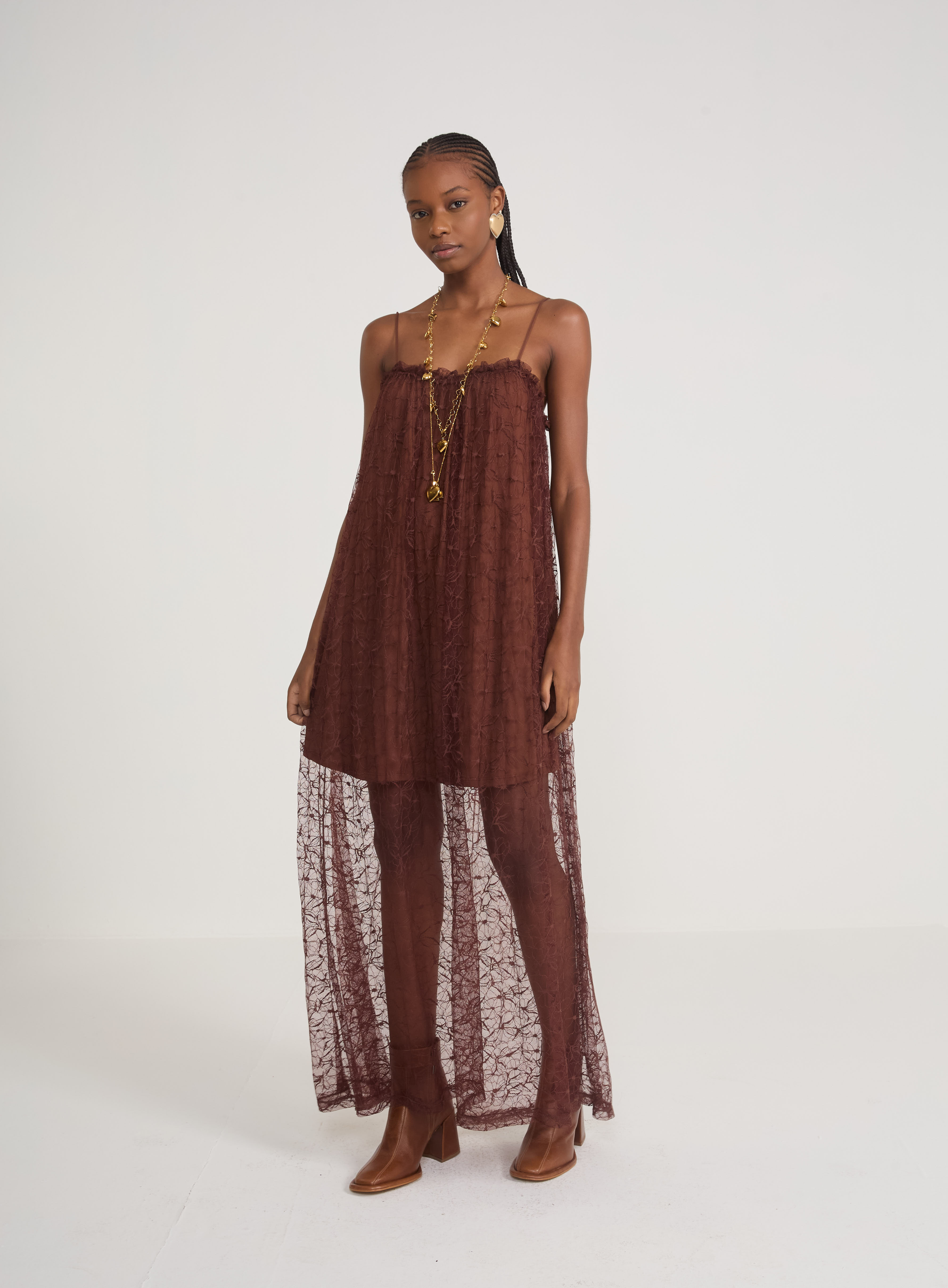 VESTIDO RENDA G MARROM TIRAMISU