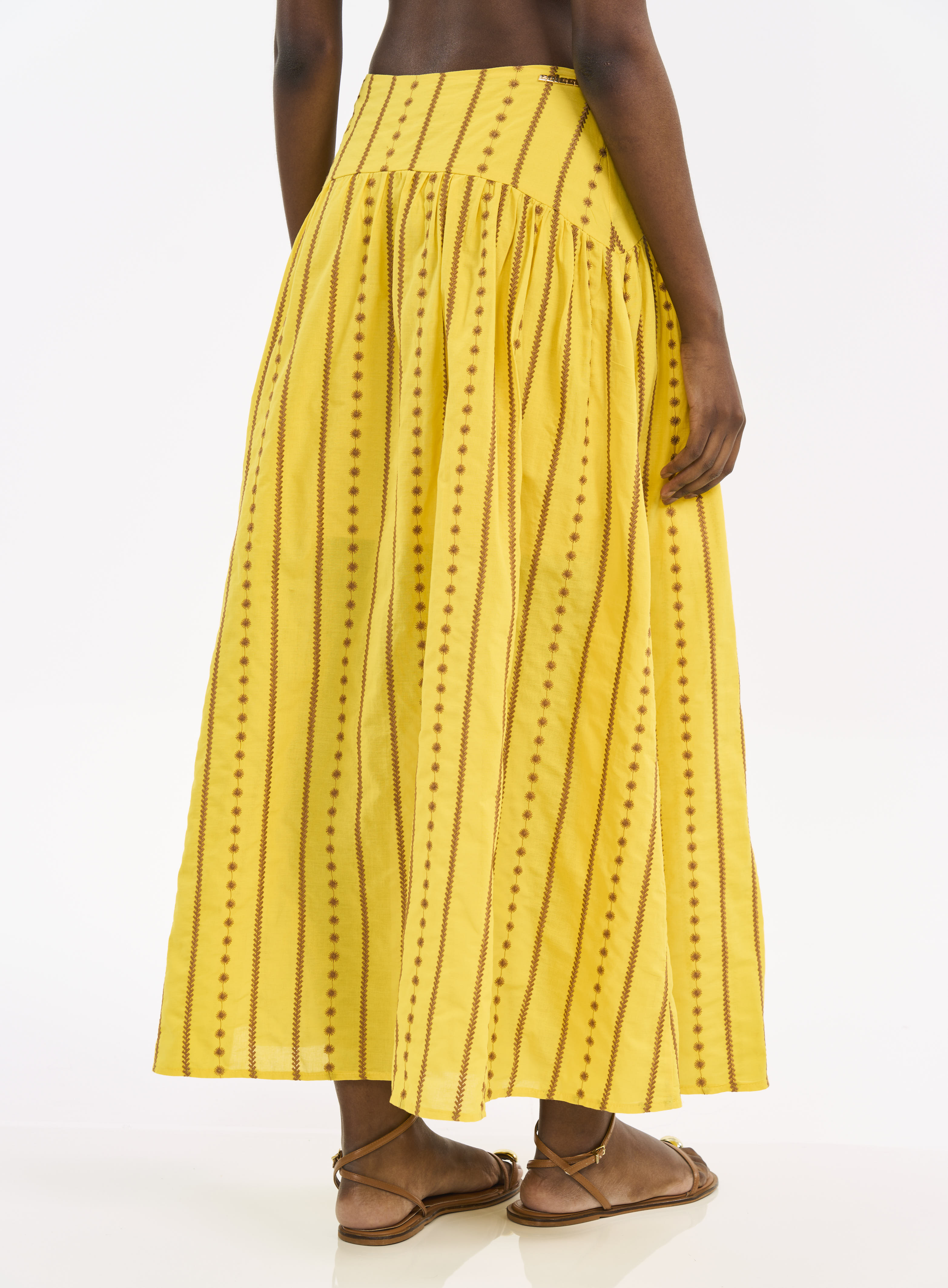 SAIA BORDADA M AMARELO/MARROM