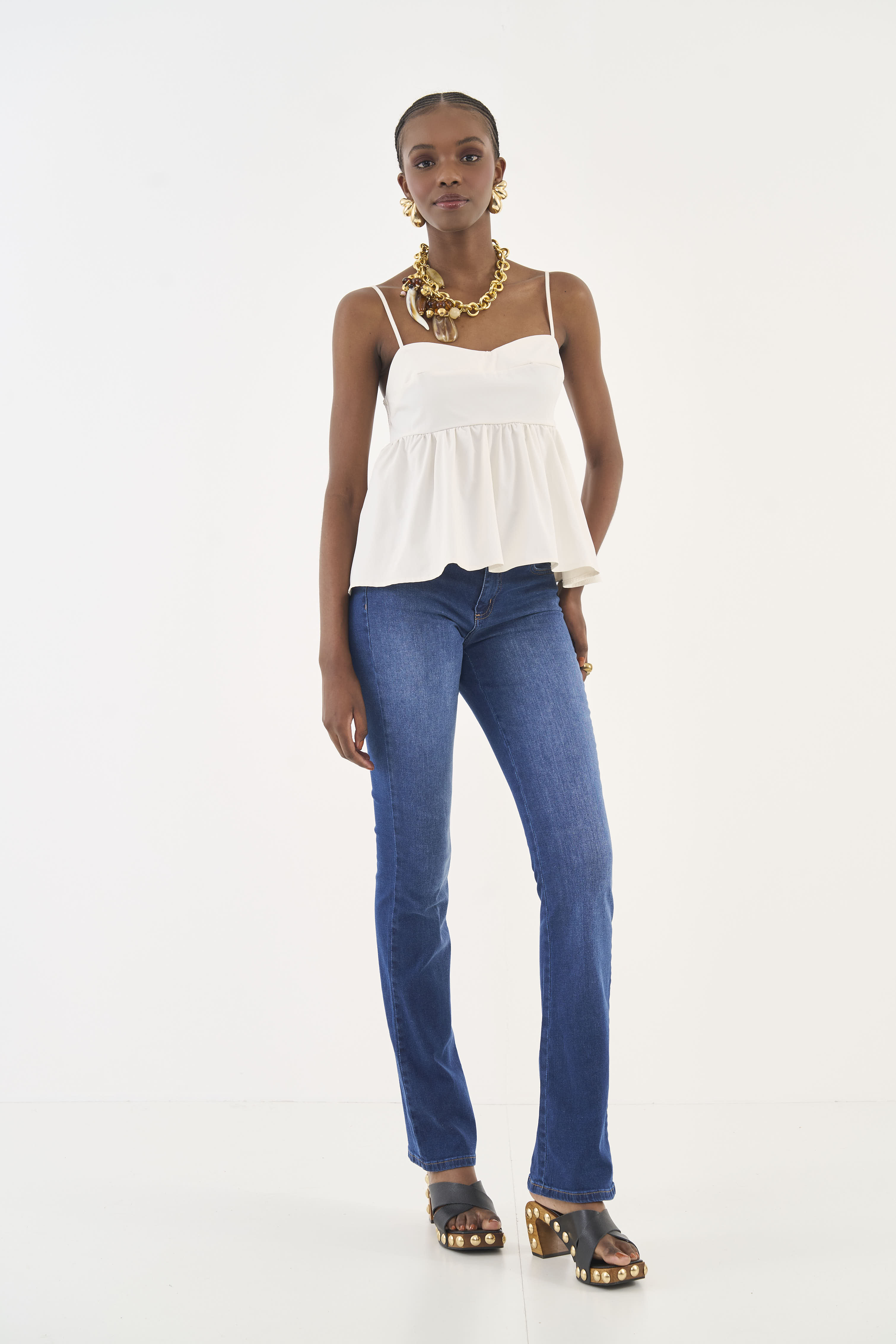 CALÇA JEANS BIA RETA 42 INDIGO