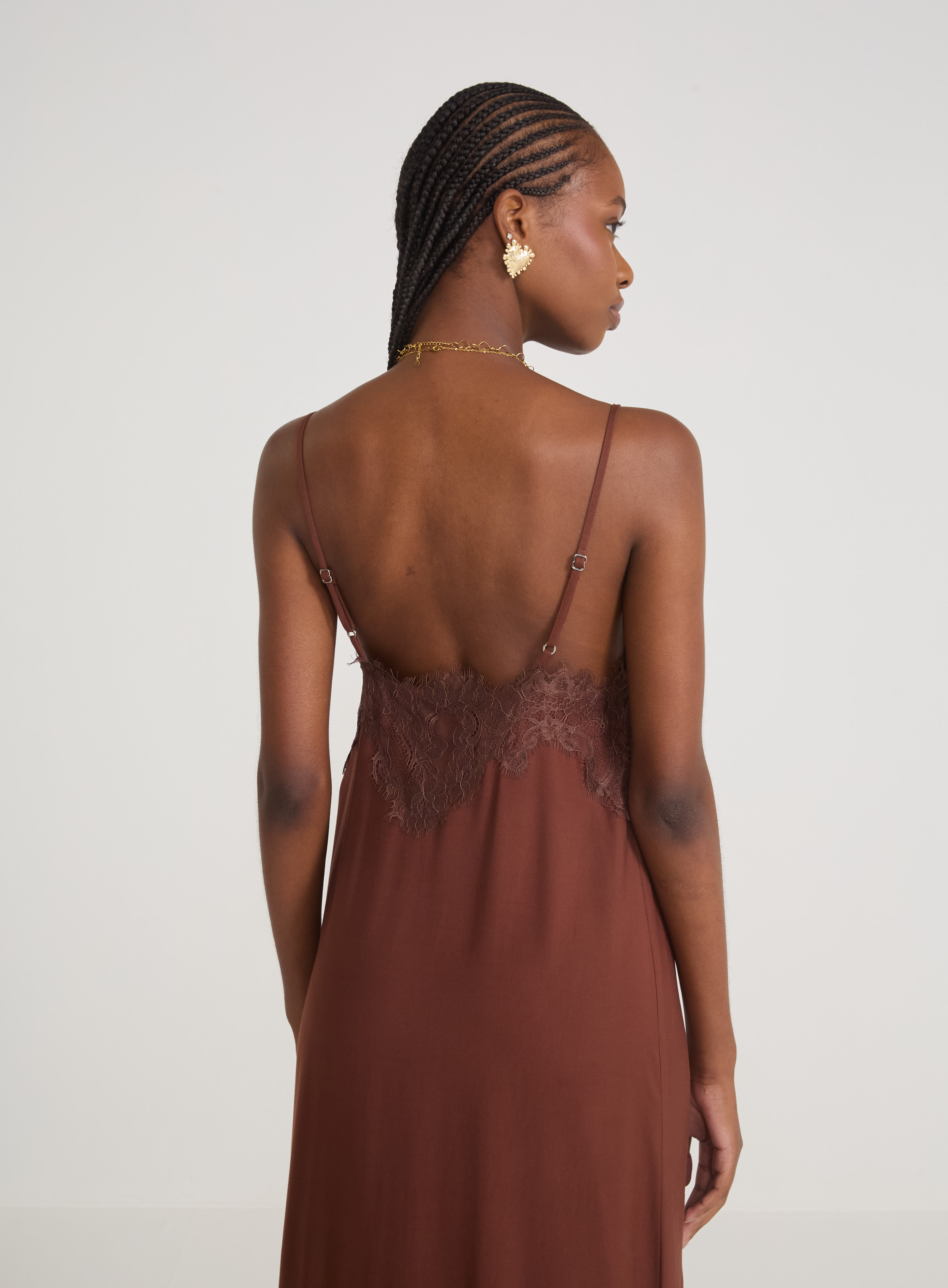 VESTIDO COLCCI G MARROM BEATEN BROWN
