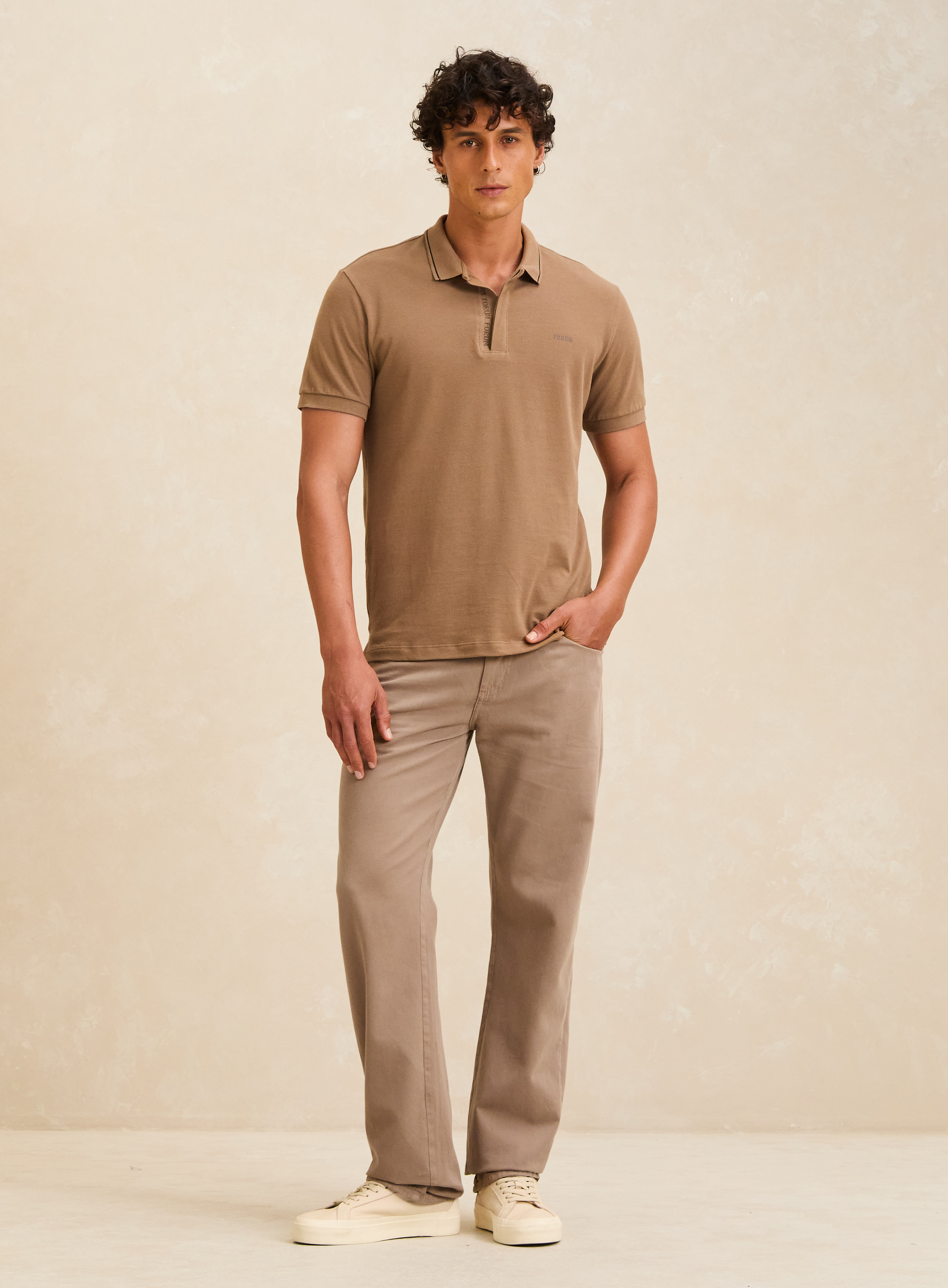 CALÇA SARJA PAUL REGULAR 38 MARROM TIMUR