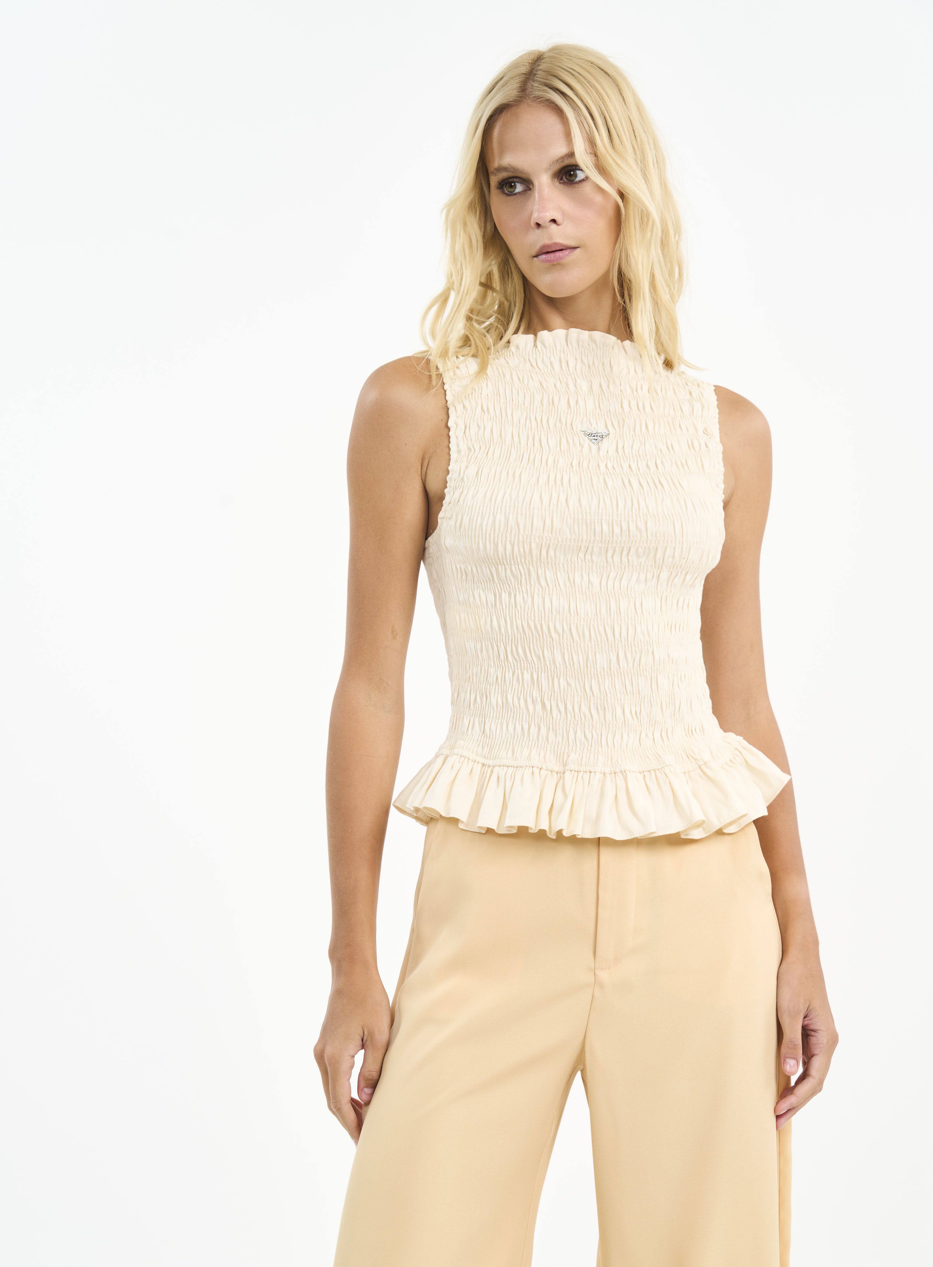 BLUSA LINHO M BEGE AFFOGATO
