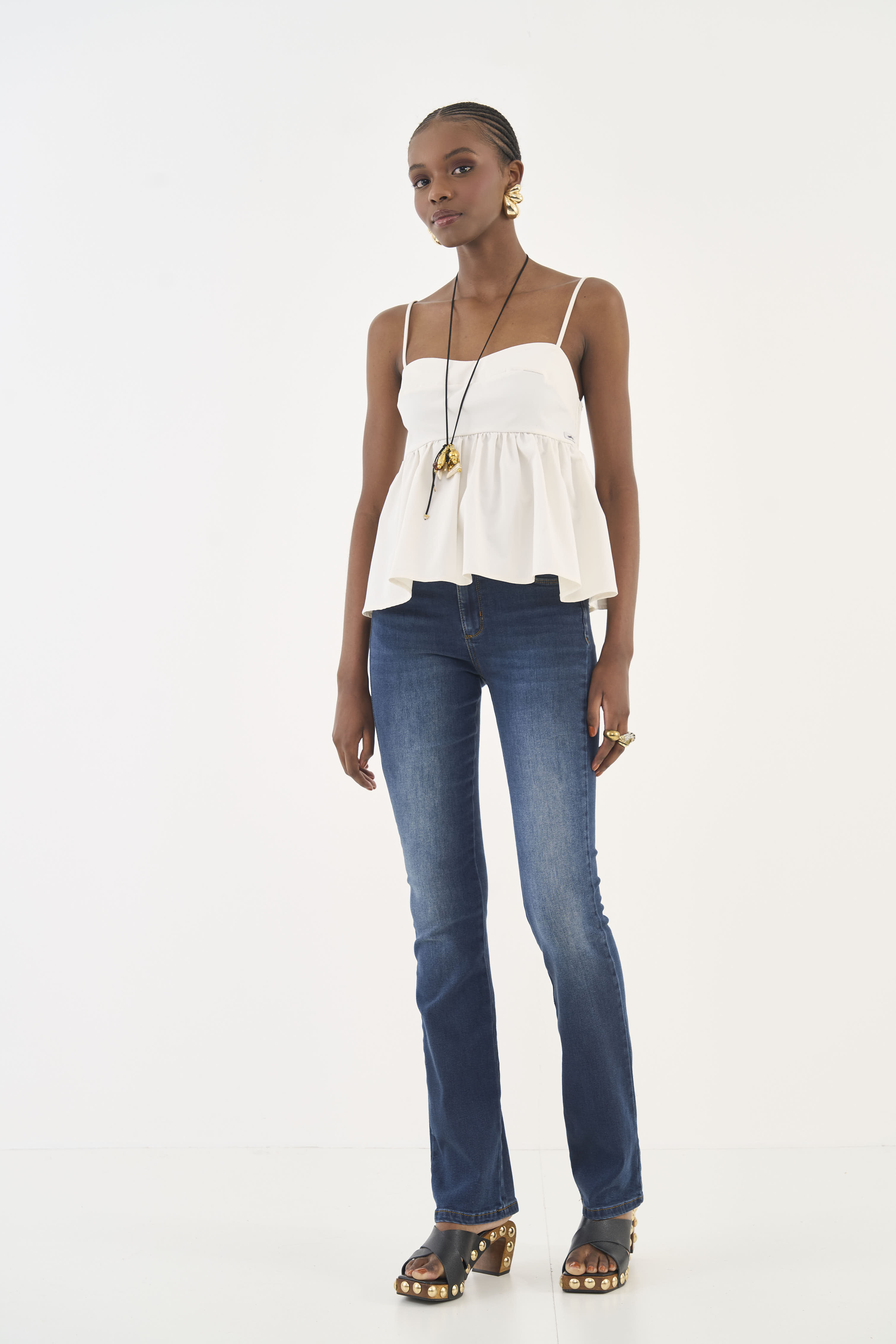 CALÇA JEANS BIA RETA 44 INDIGO