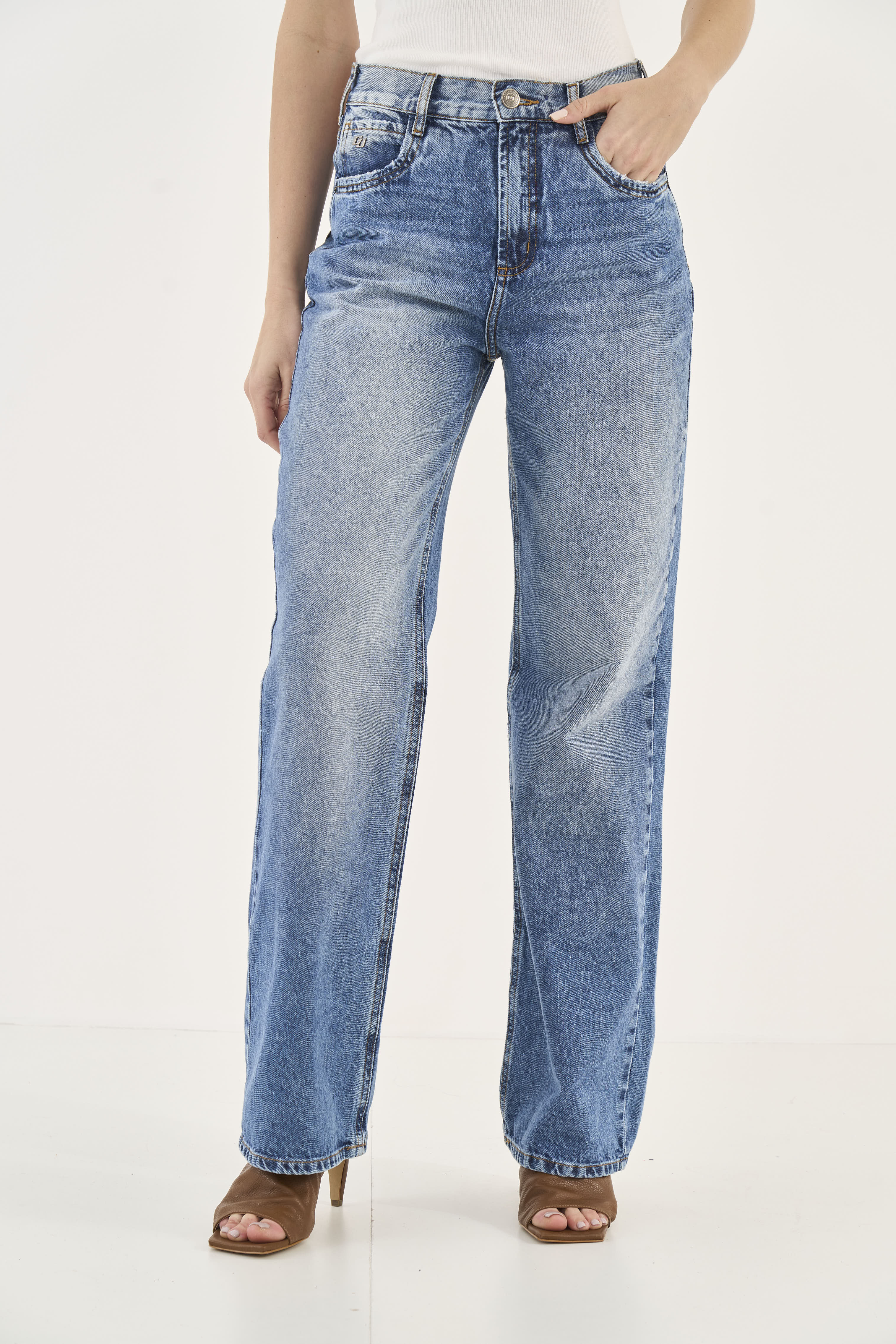 CALÇA JEANS LEONI LOW 40 INDIGO