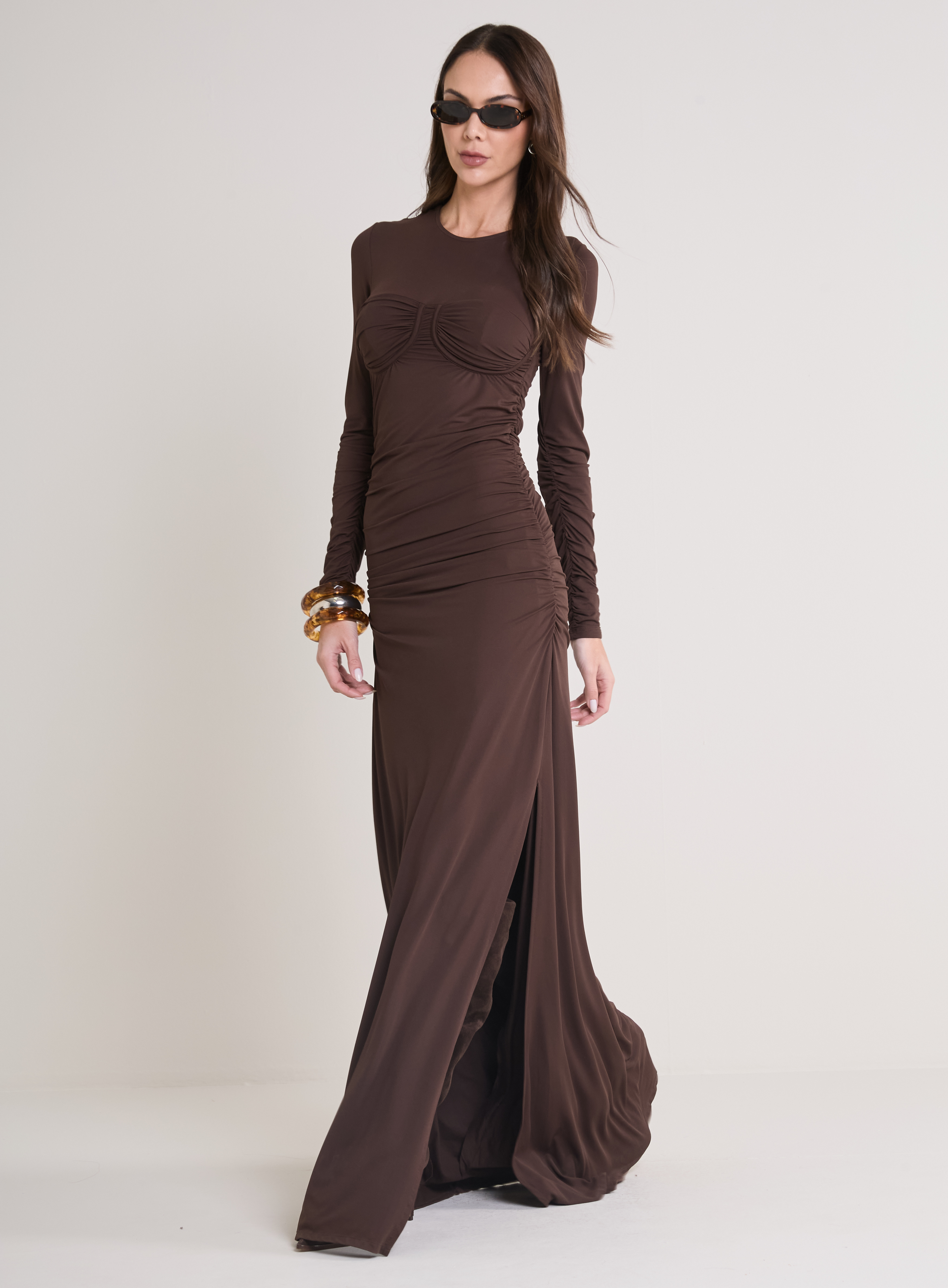 VESTIDO FORUM M MARROM NOBUCK