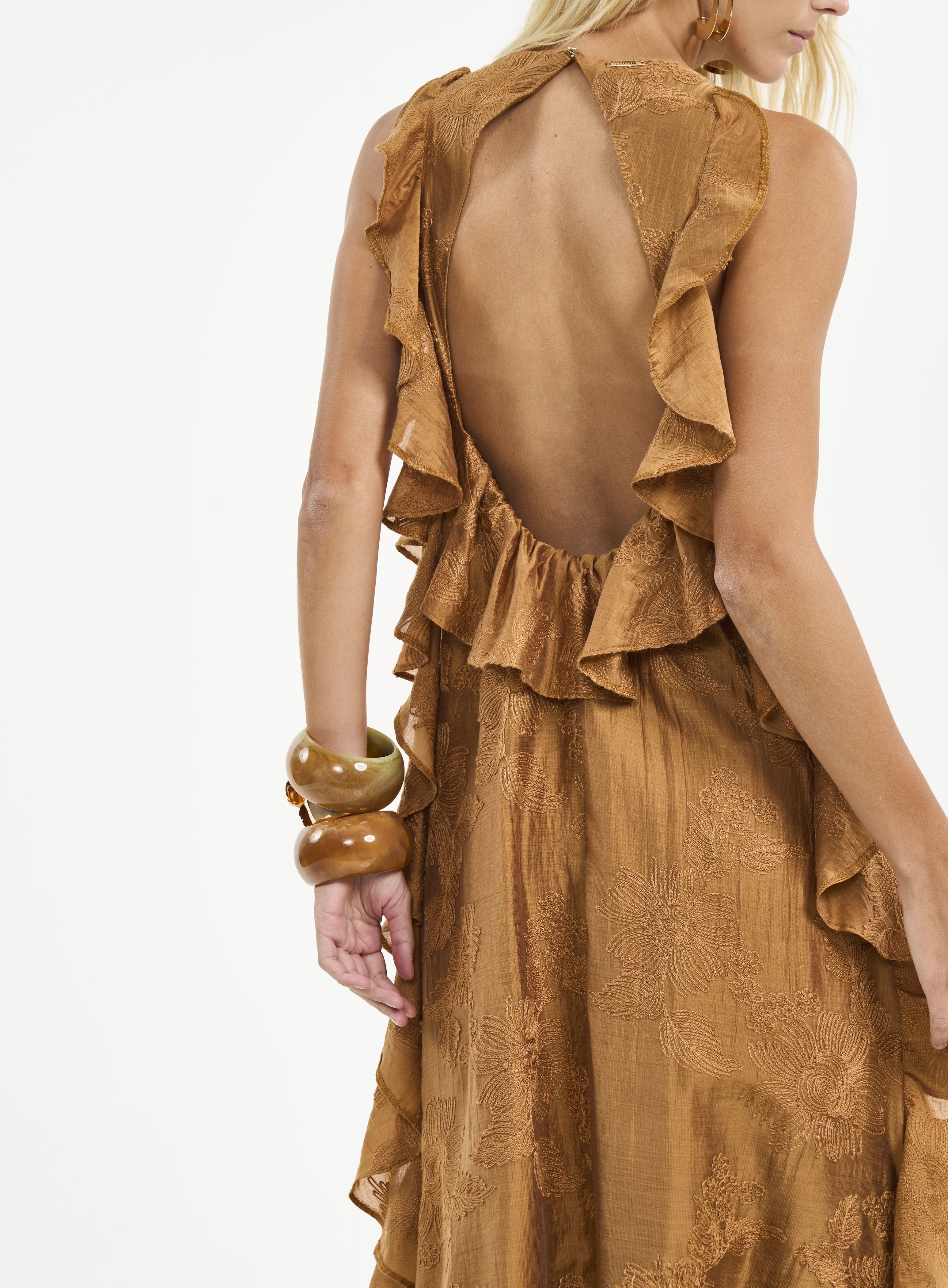 VESTIDO BORDADO G MARROM DROME