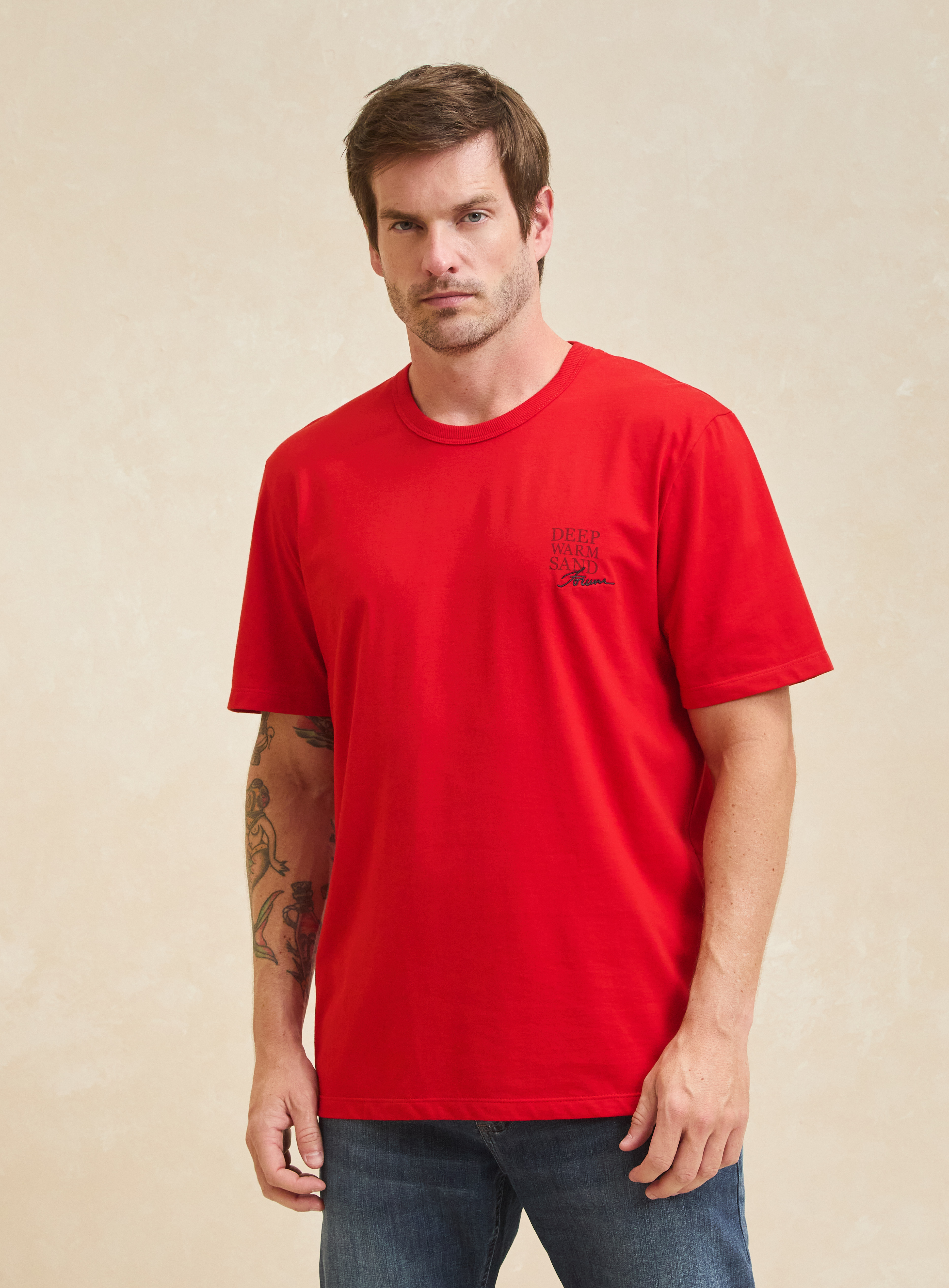 CAMISETA ESTAMPADA E BORDADA GG VERMELHO SPARKL
