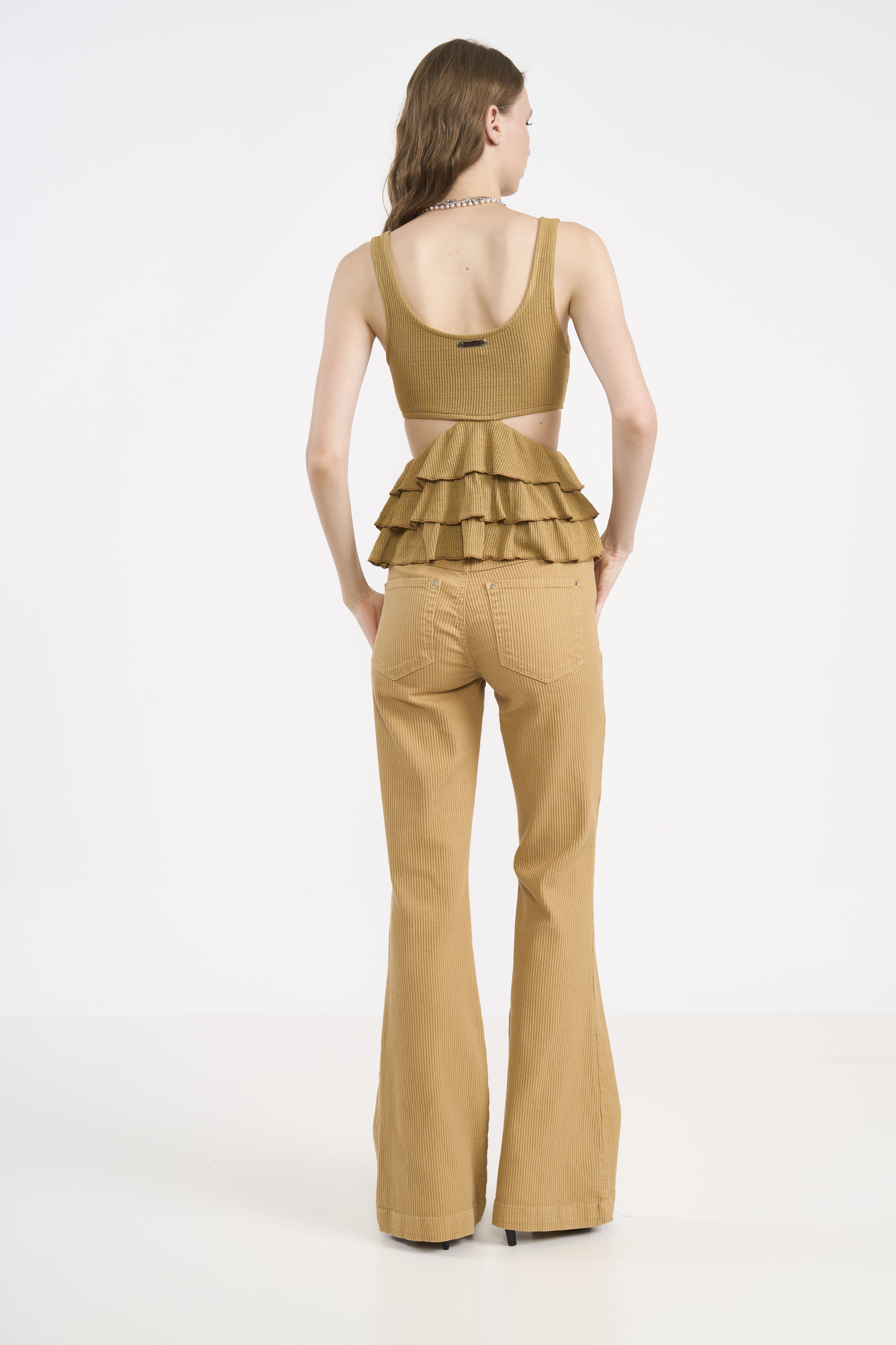 CALÇA SARJA BIA FLARE 40 BEGE SOYBEAN