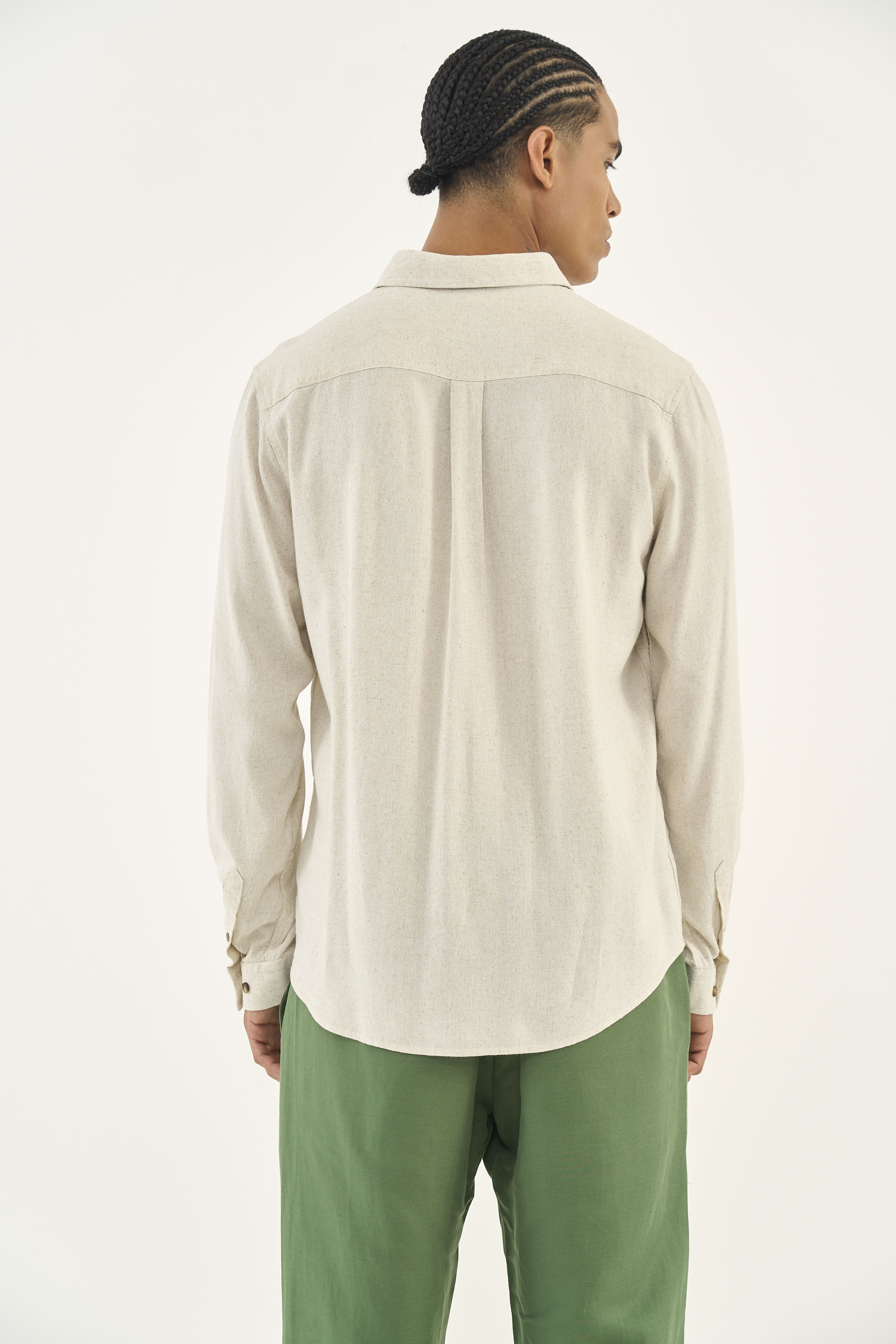 CAMISA LINHO RELAX G BEGE CINZAS