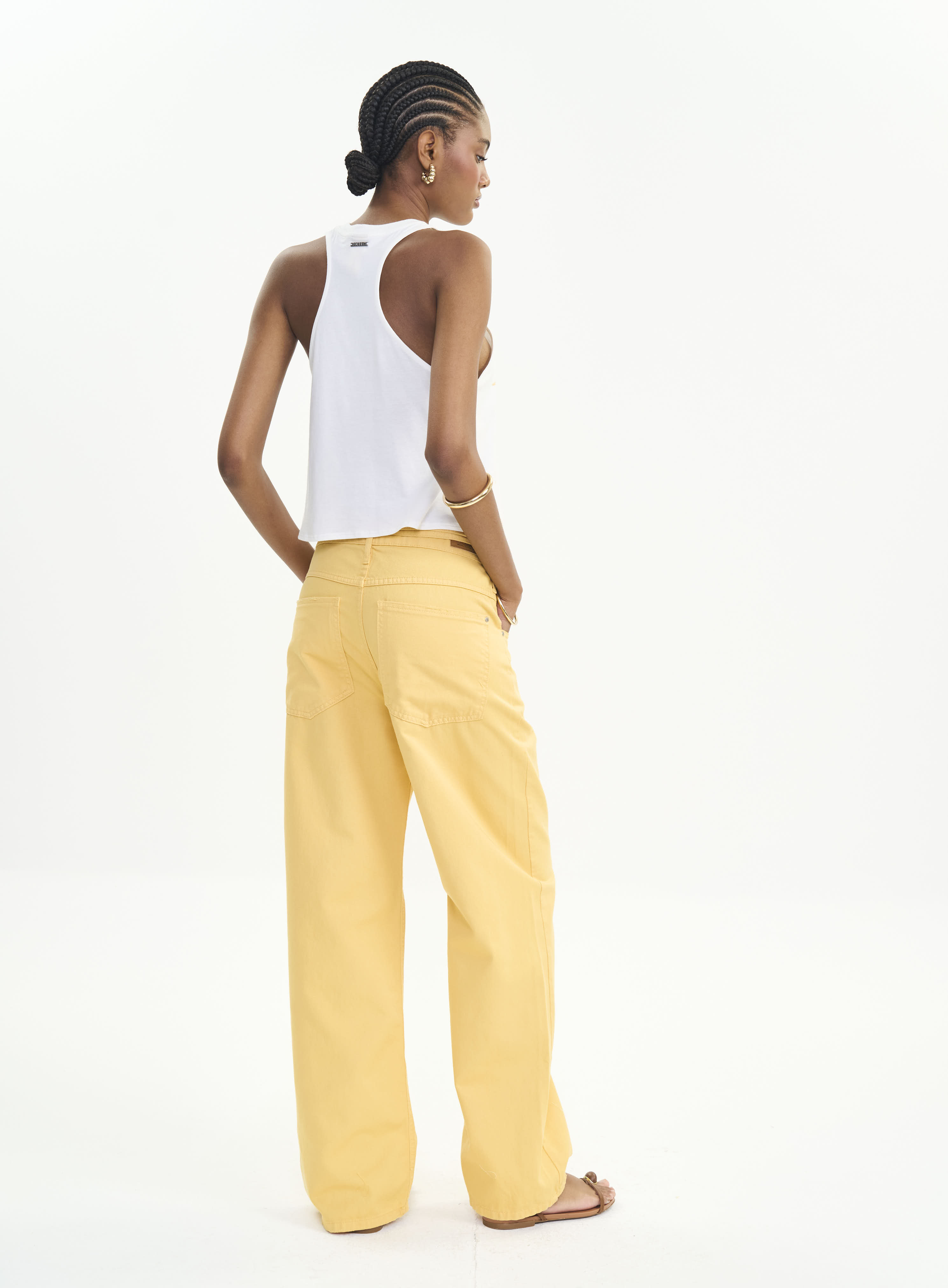 CALÇA SARJA BRUNA LOW 36 AMARELO TOFU