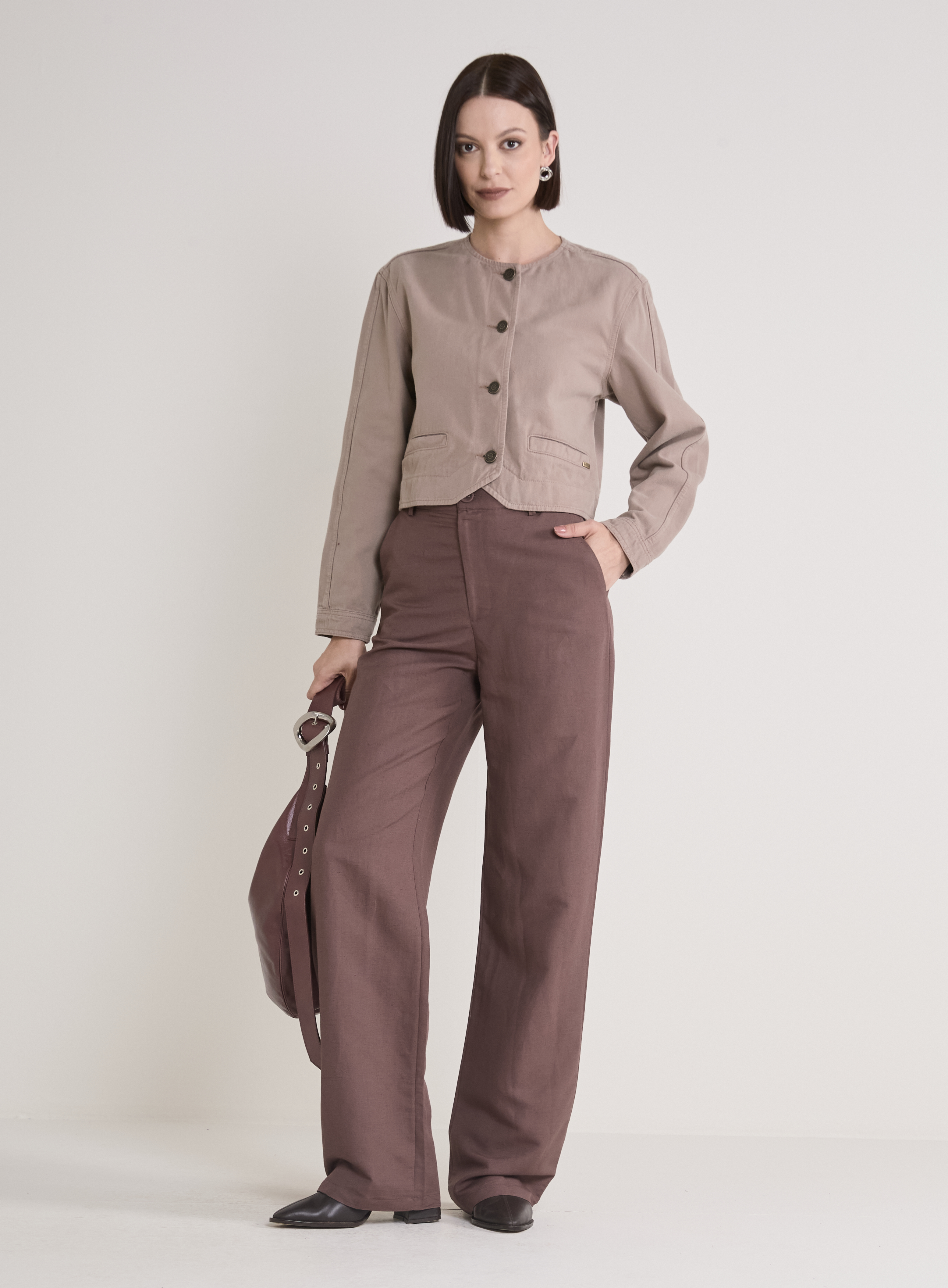 CALÇA LINHO G MARROM BROWN SONG