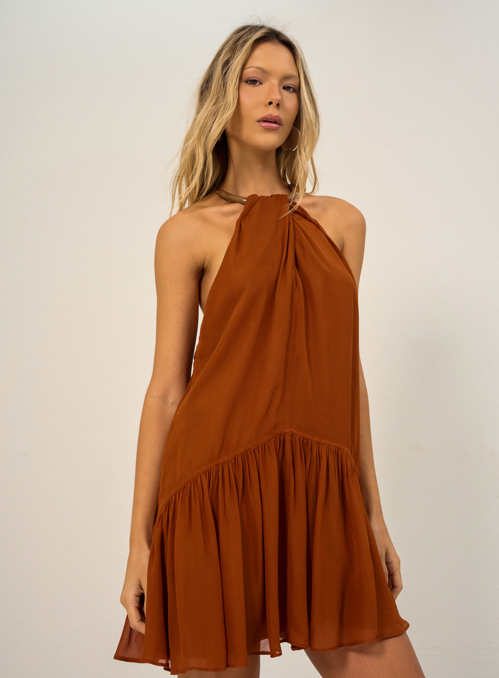 VESTIDO OPEN M MARROM ZEUS