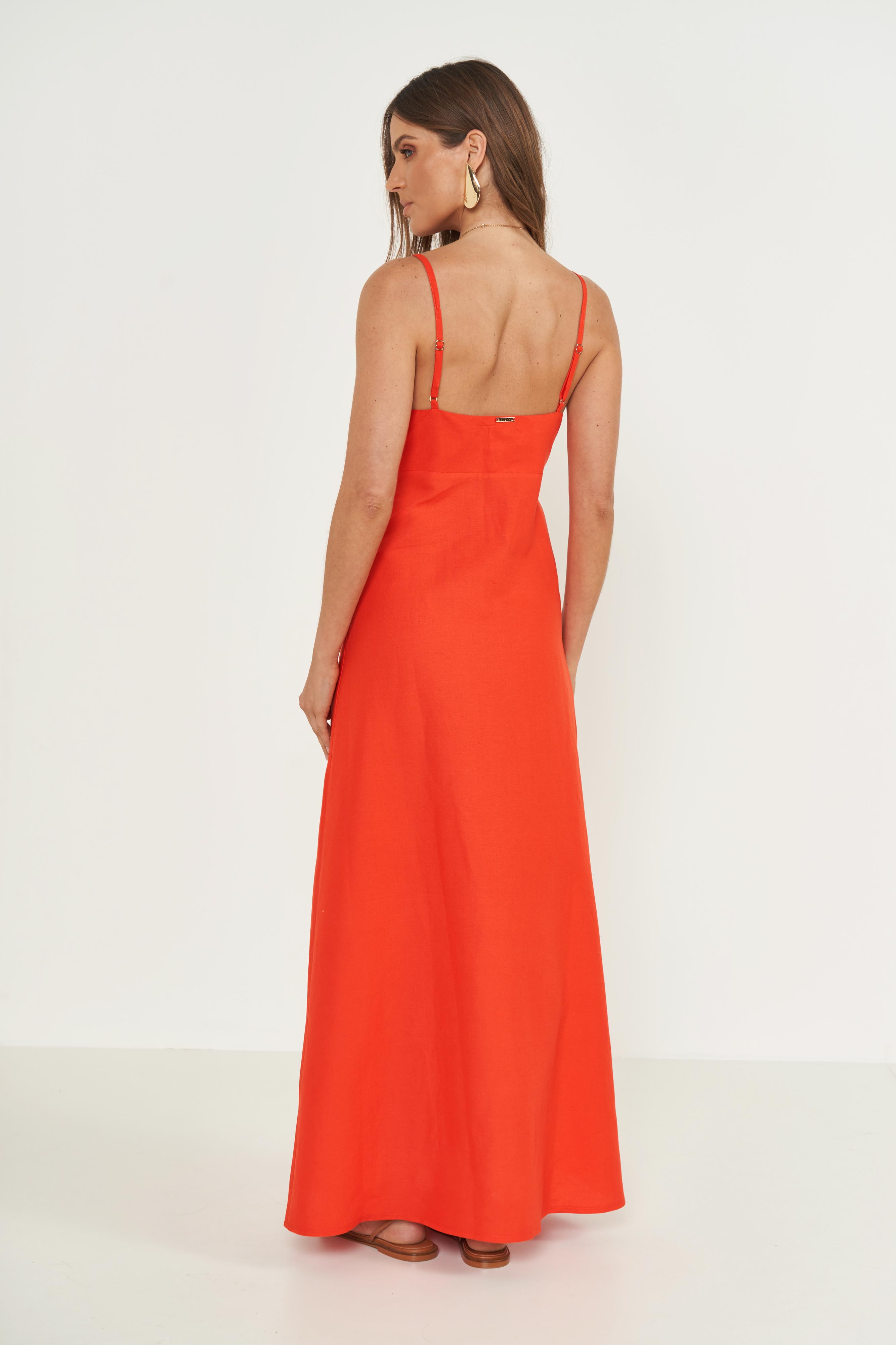 VESTIDO LINHO P VERMELHO NIVES