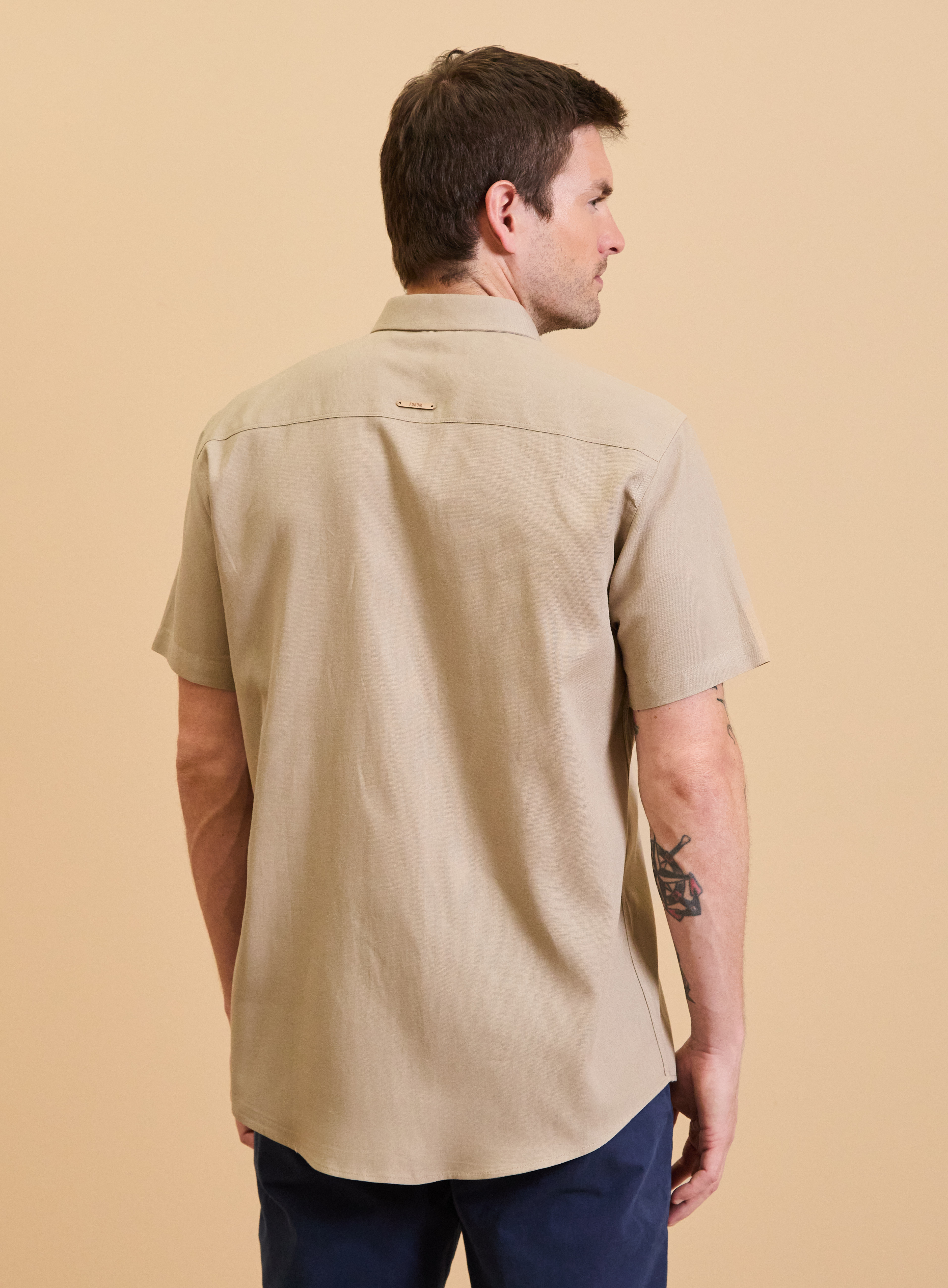 CAMISA LINHO RELAX G BEGE BISQUET