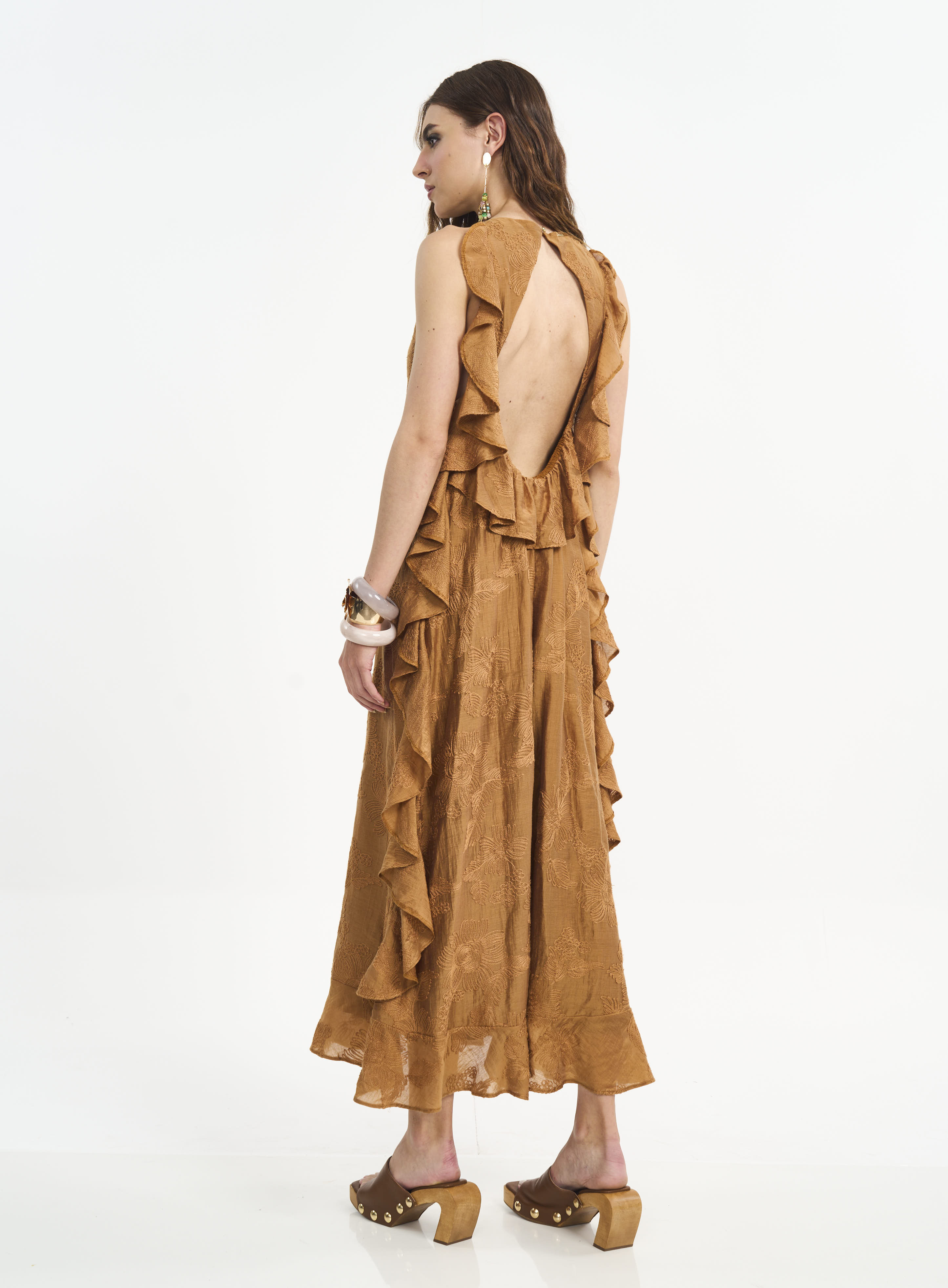 VESTIDO BORDADO G MARROM DROME
