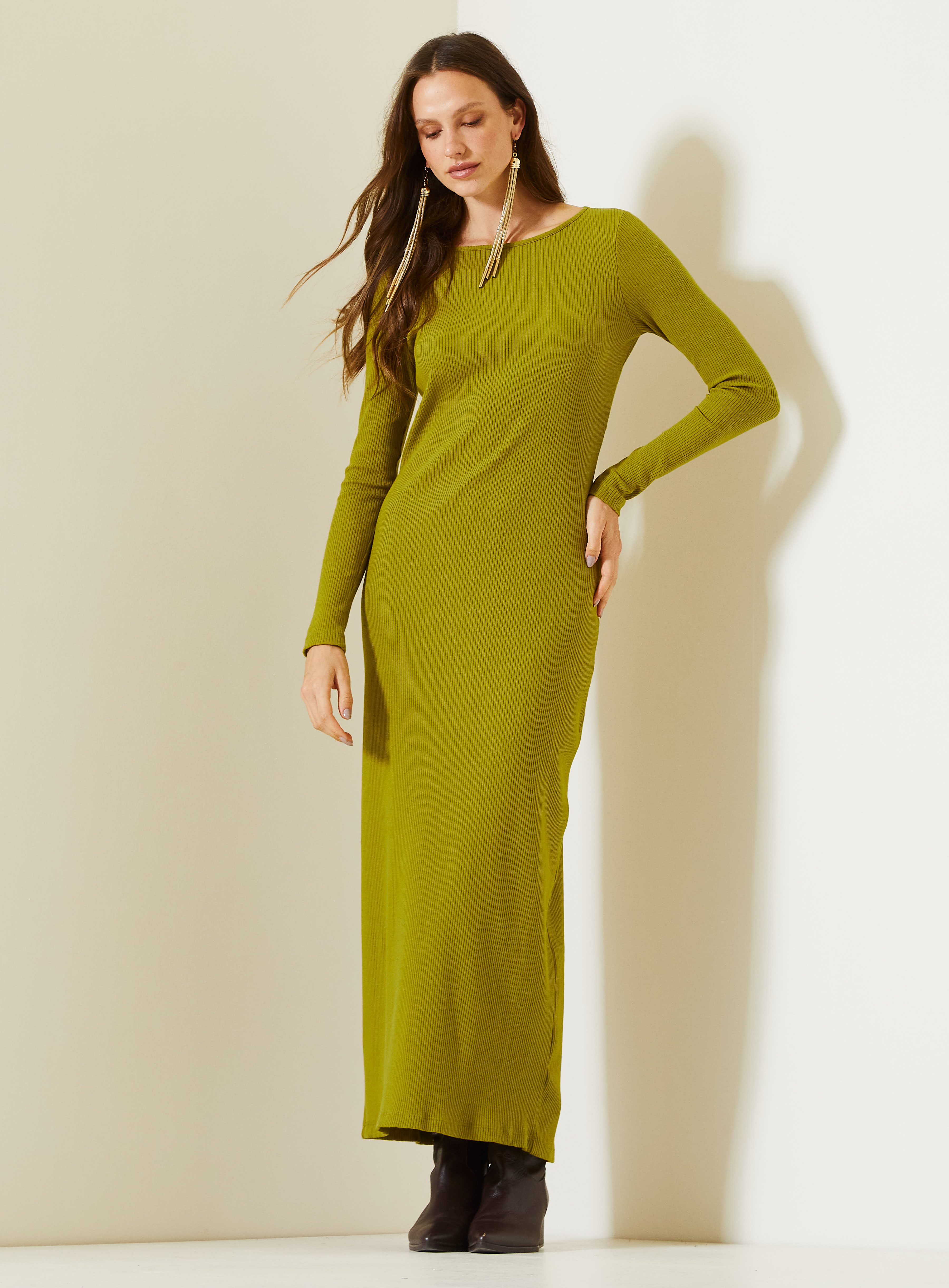 VESTIDO CANELADO G MARROM TIRAMISU